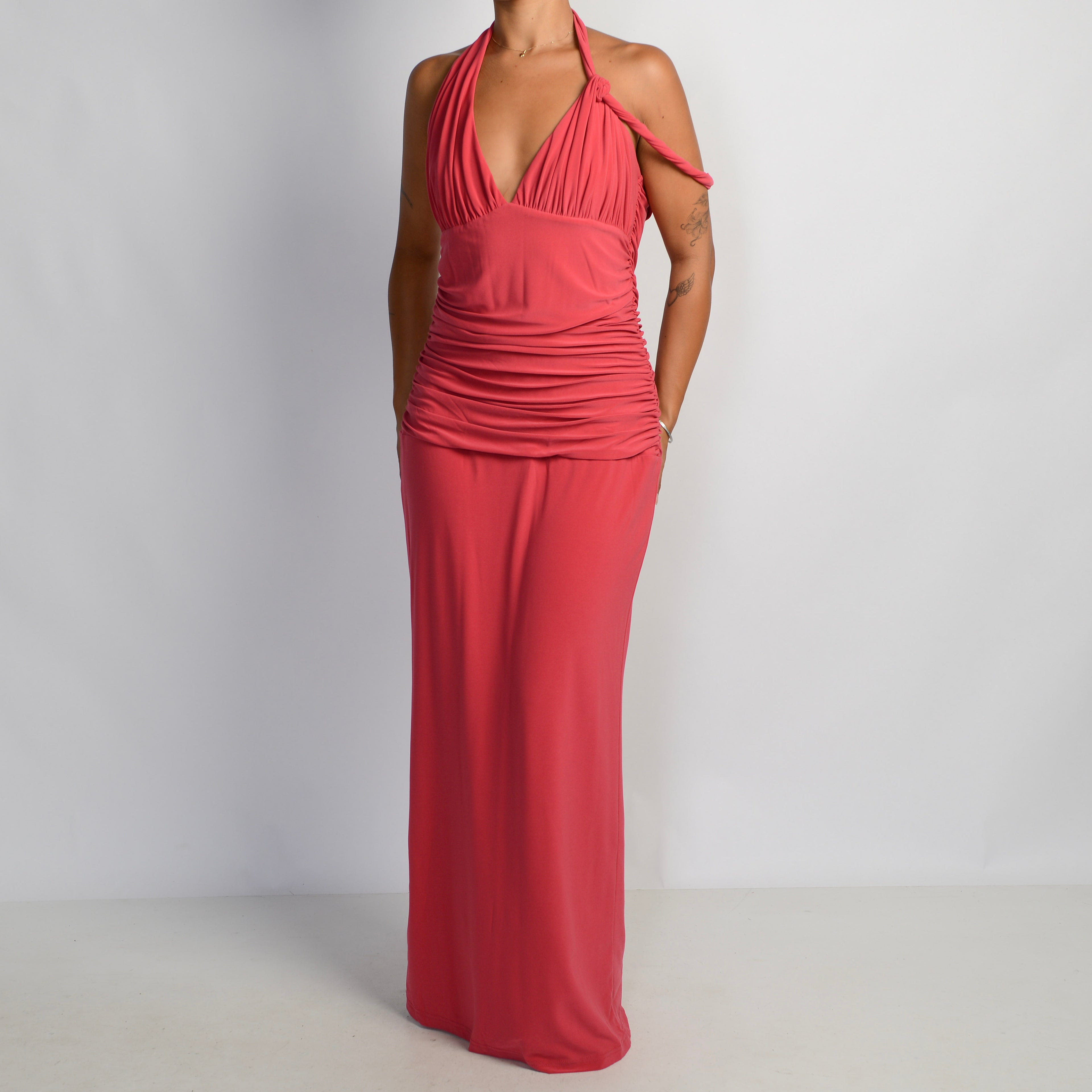 PINK RUCHED GOWN