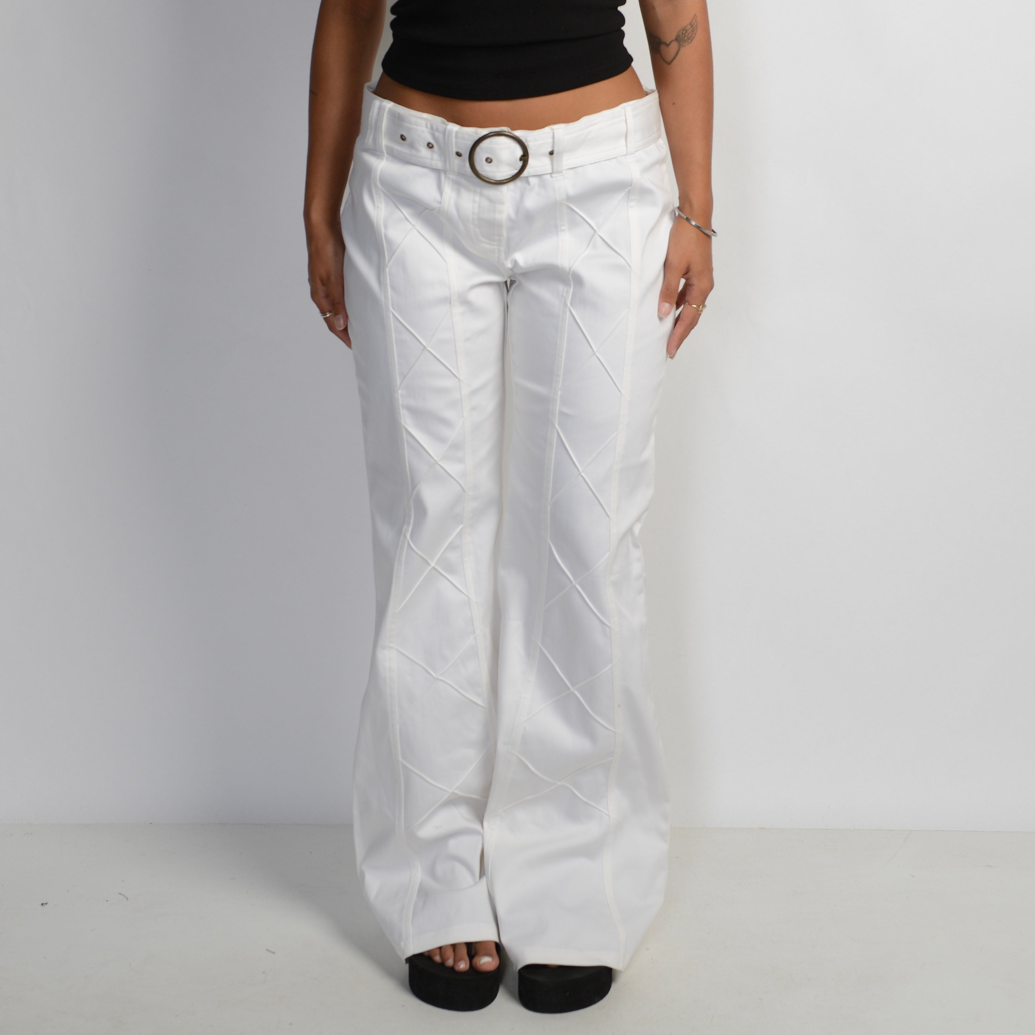 WHITE FLARED TROUSERS