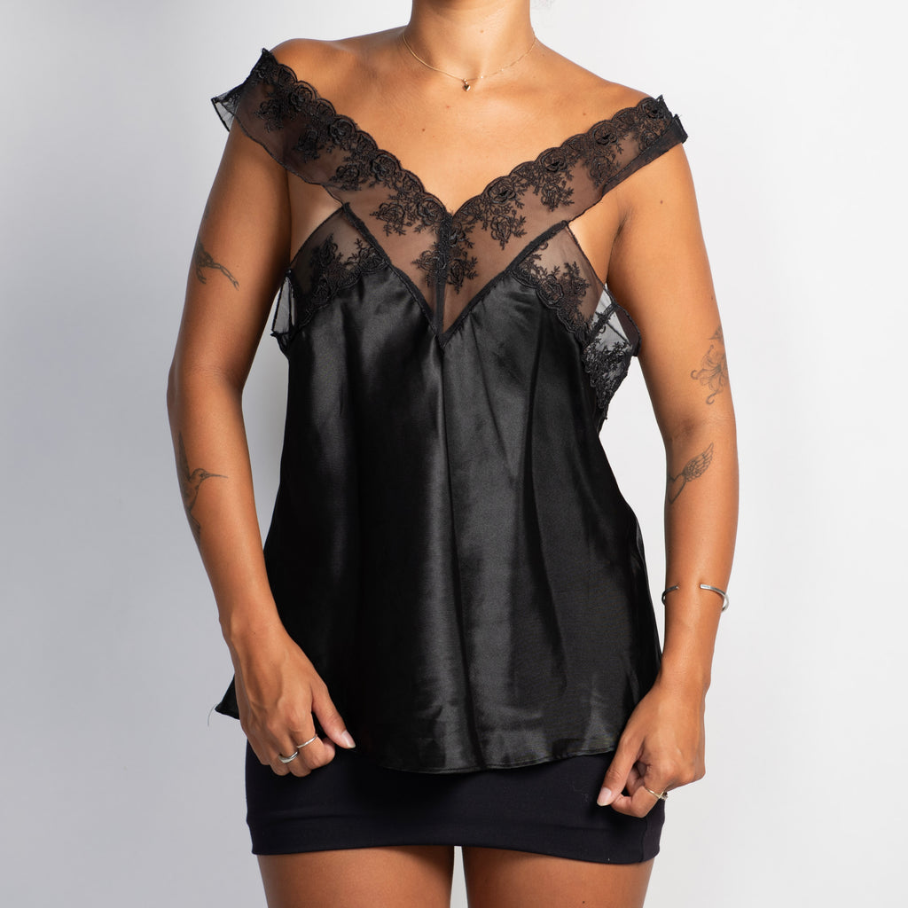 BLACK LACE TRIM CAMISOLE