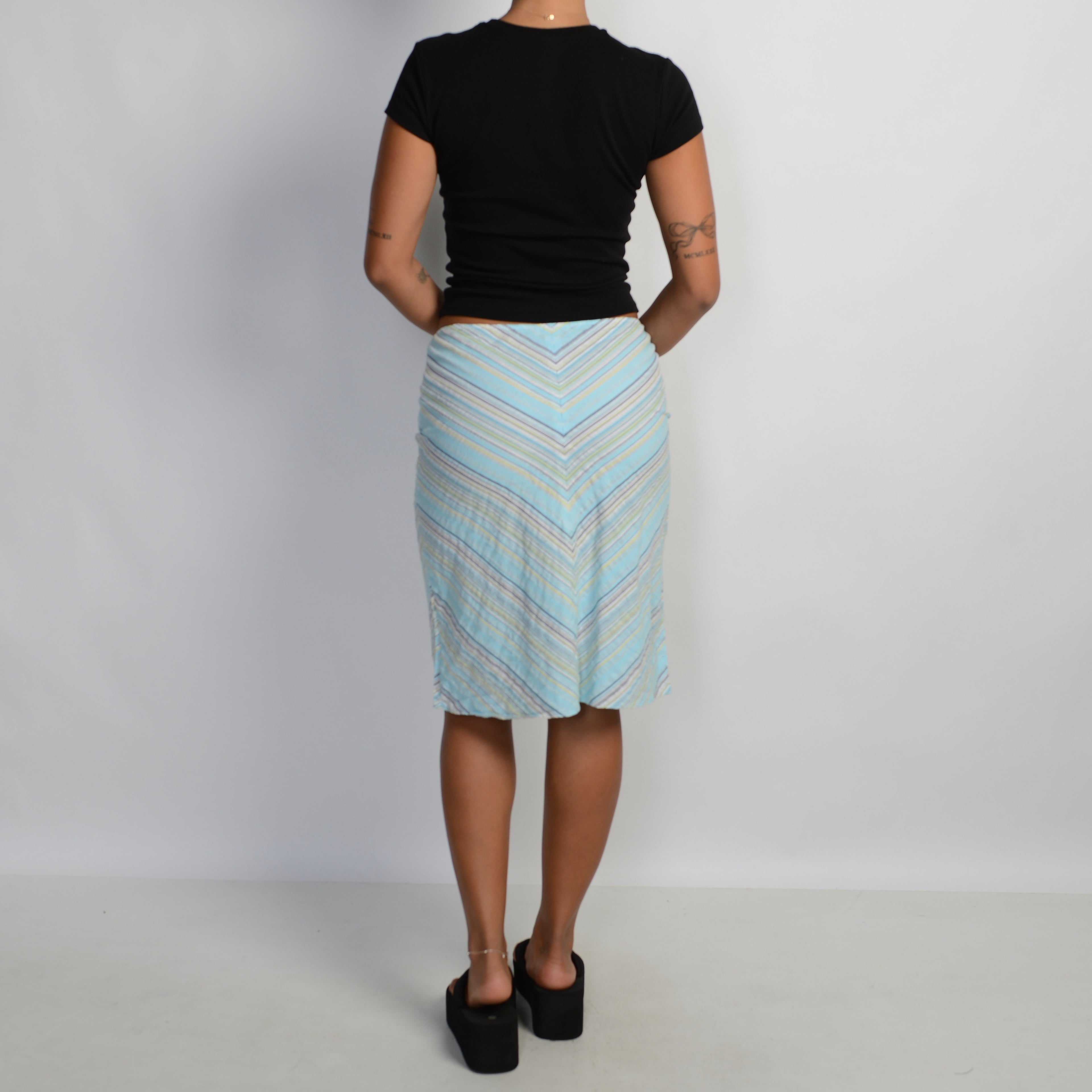 BLUE STRIPE MIDI SKIRT