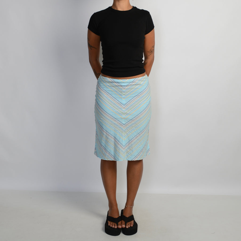 BLUE STRIPE MIDI SKIRT