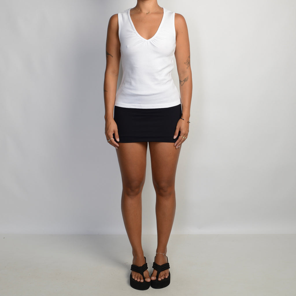 WHITE V NECK TANK TOP