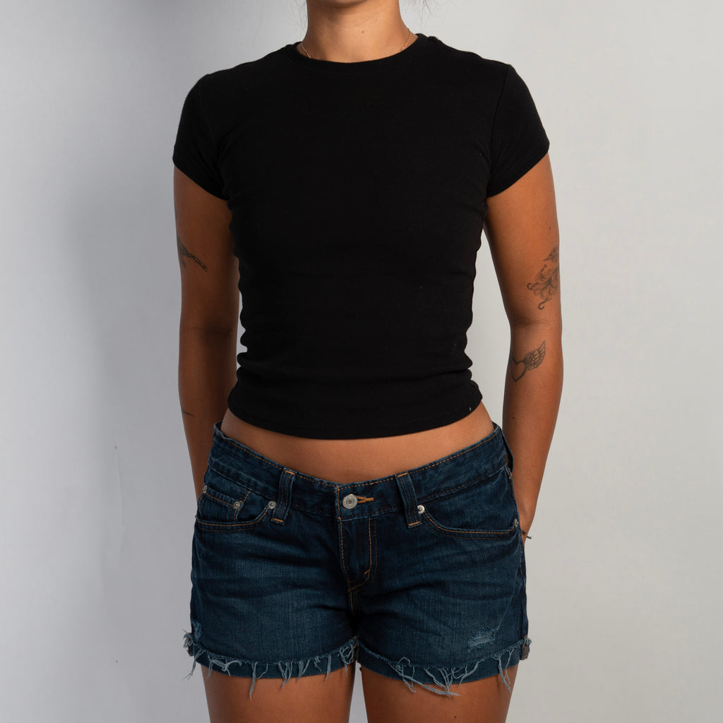 DARK WASH DENIM SHORTS