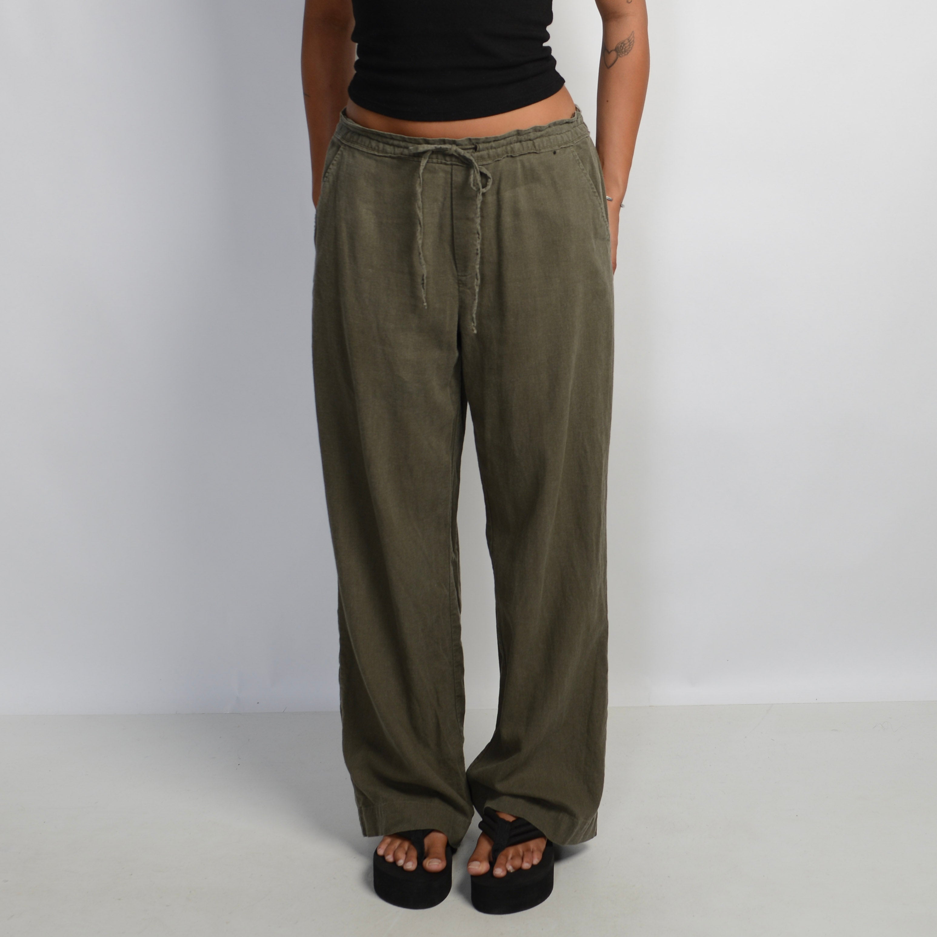 KHAKI LINEN TROUSERS