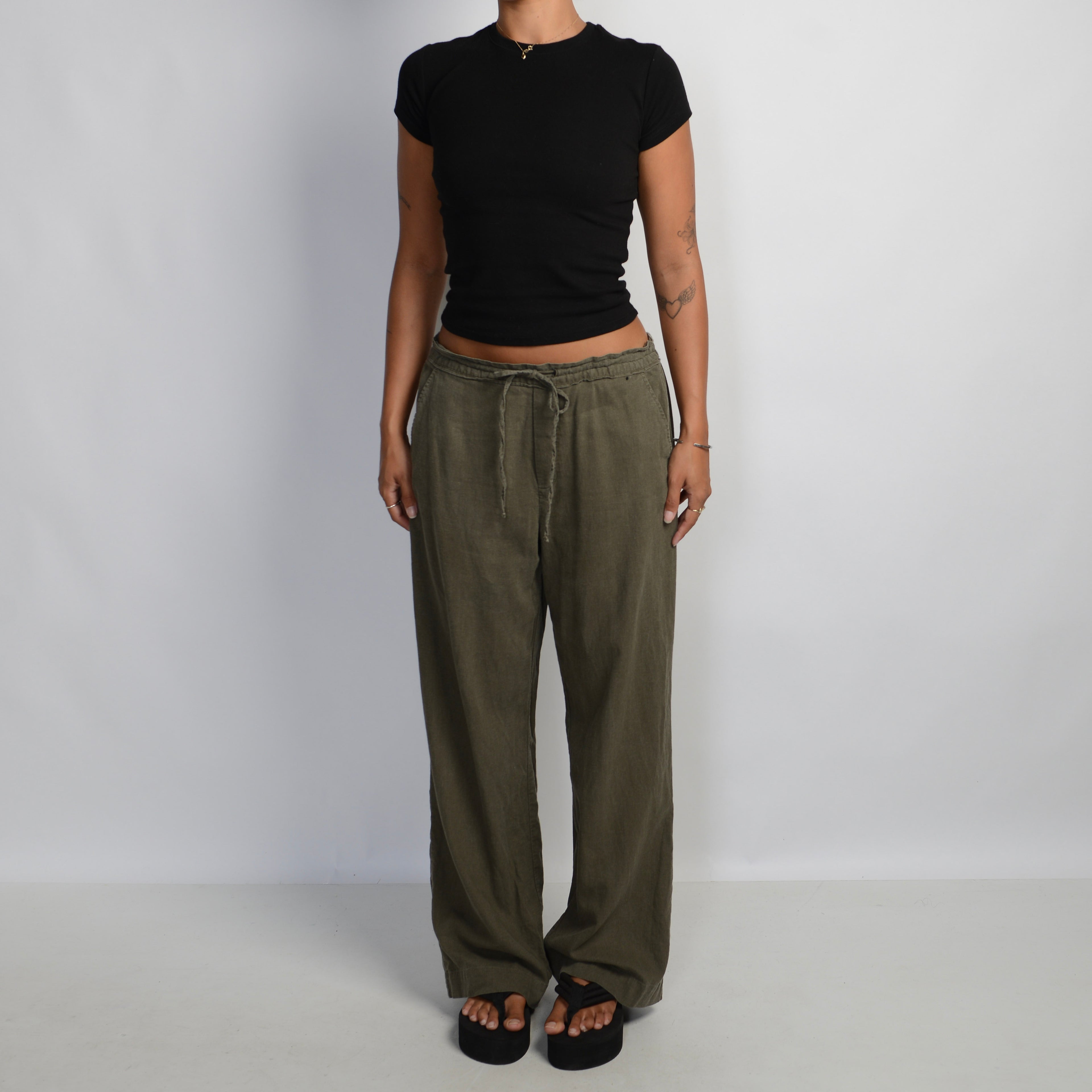 KHAKI LINEN TROUSERS