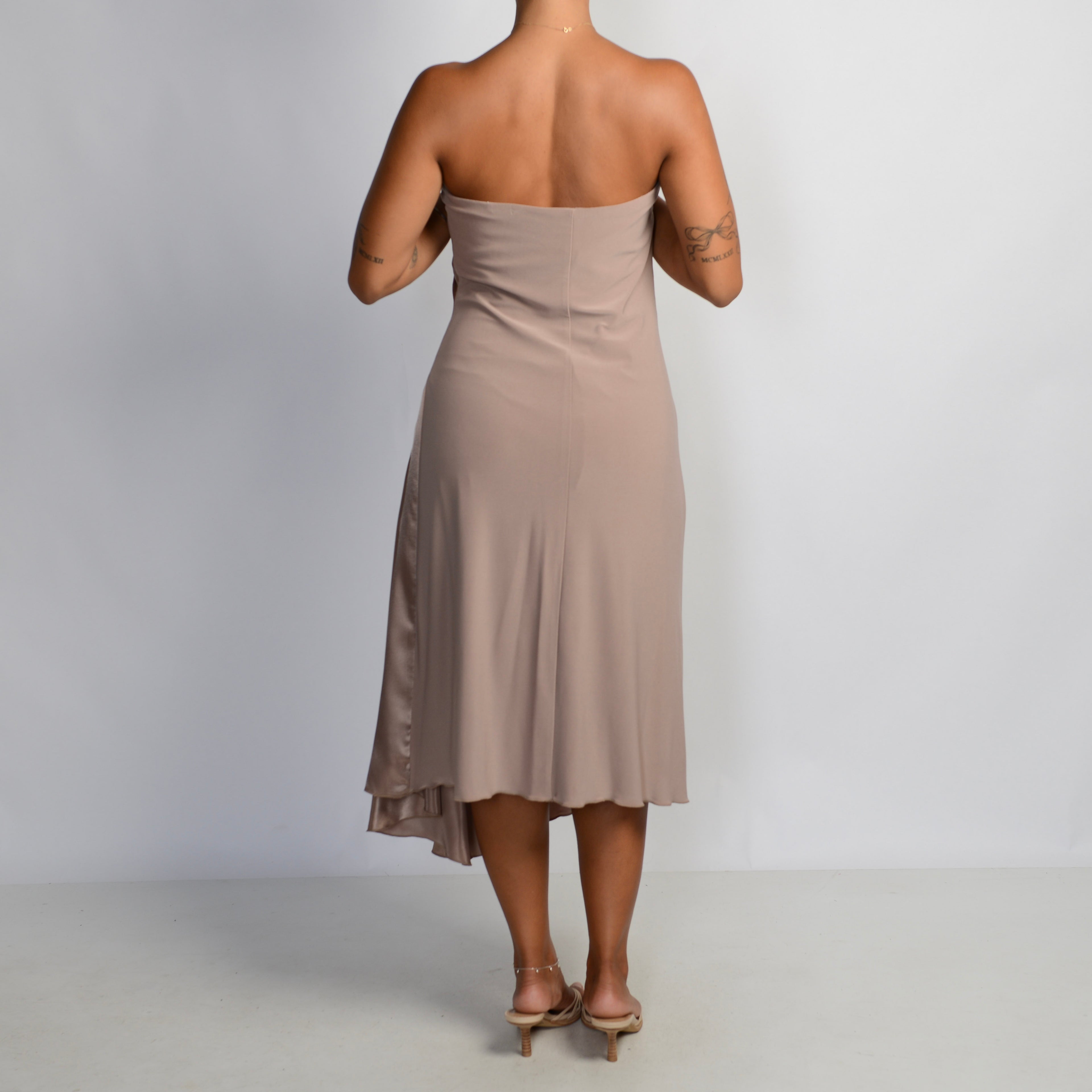 BEIGE STRAPLESS DRESS
