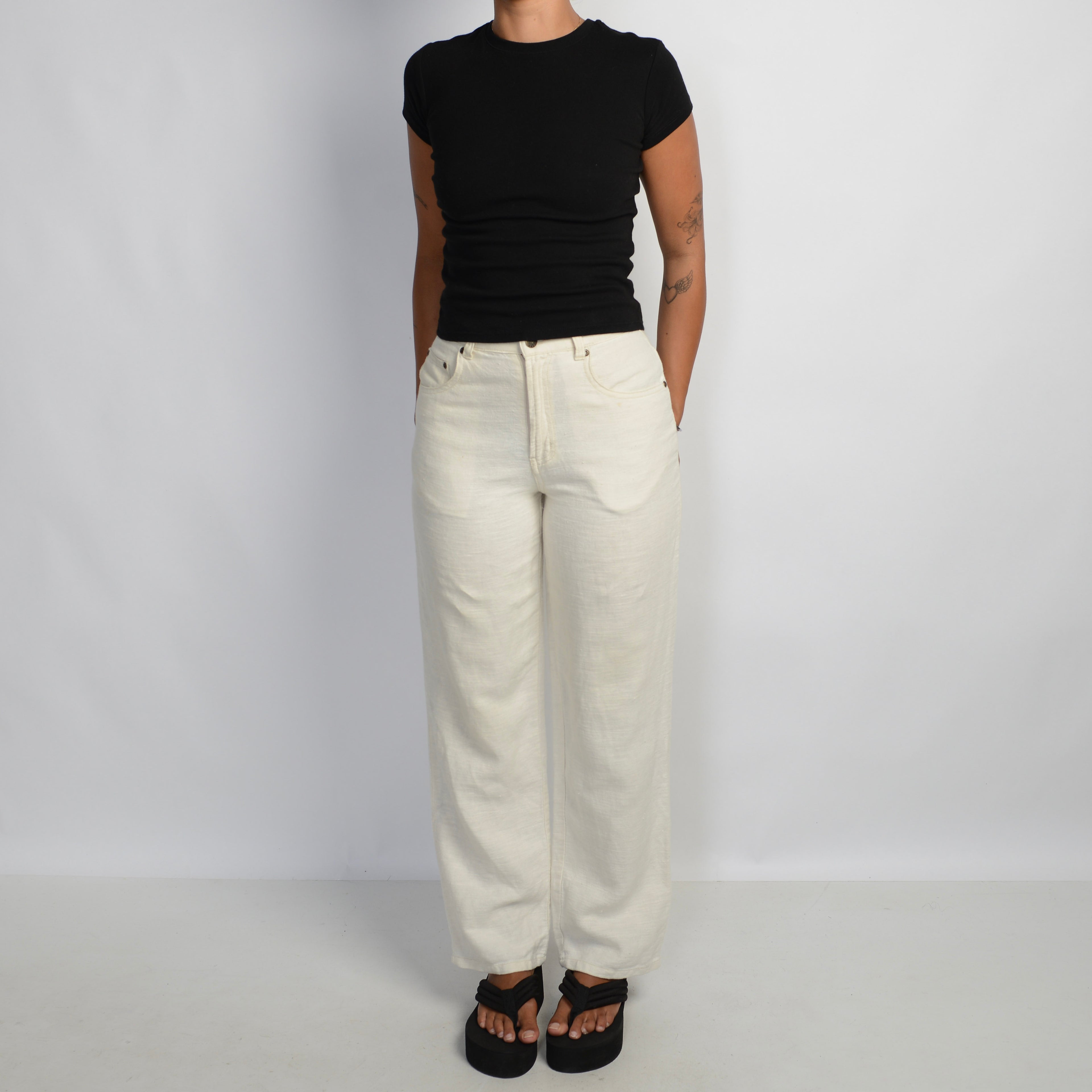 CREAM COTTON TROUSERS