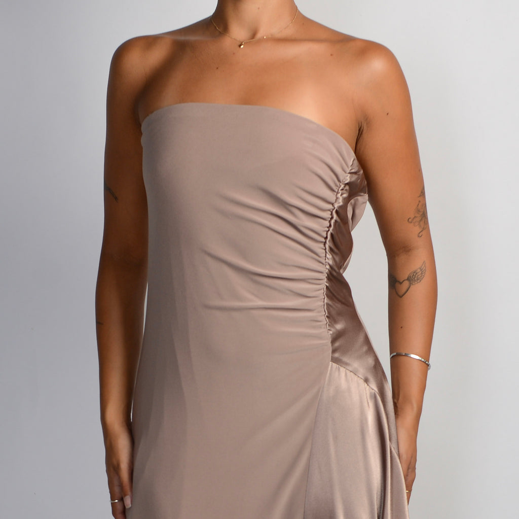 BEIGE STRAPLESS DRESS