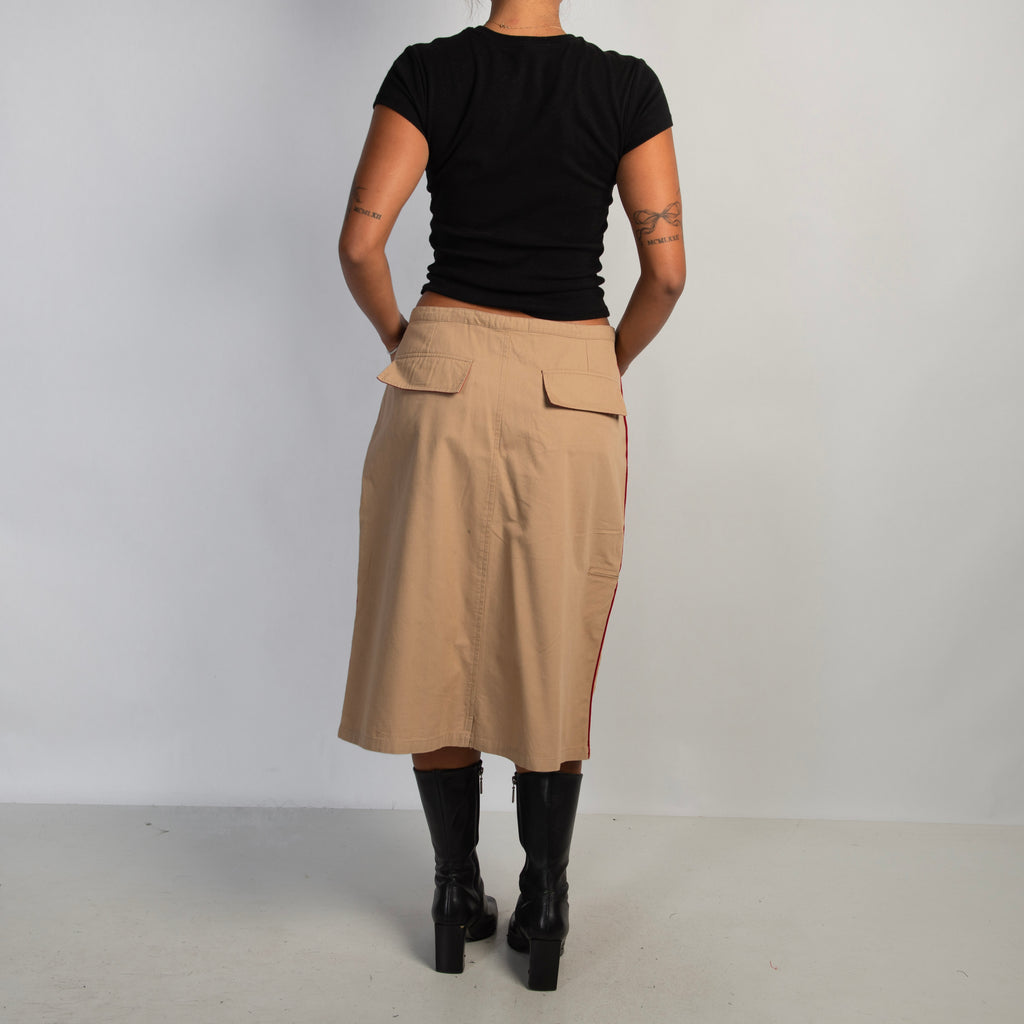 TAN CARGO MIDI SKIRT