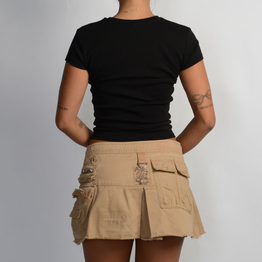 TAN UTILITY MINI SKIRT