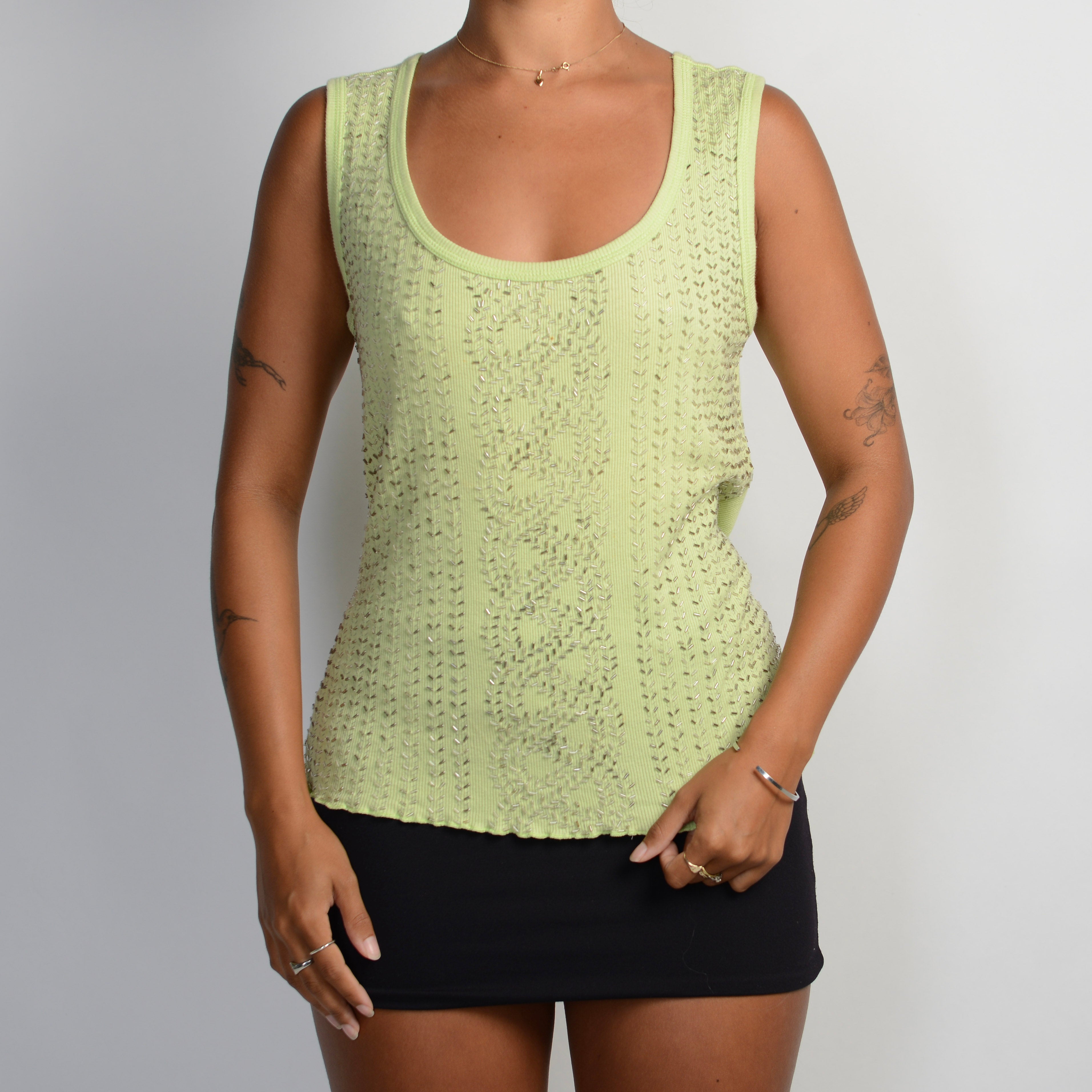 LIME BEADED TANK TOP