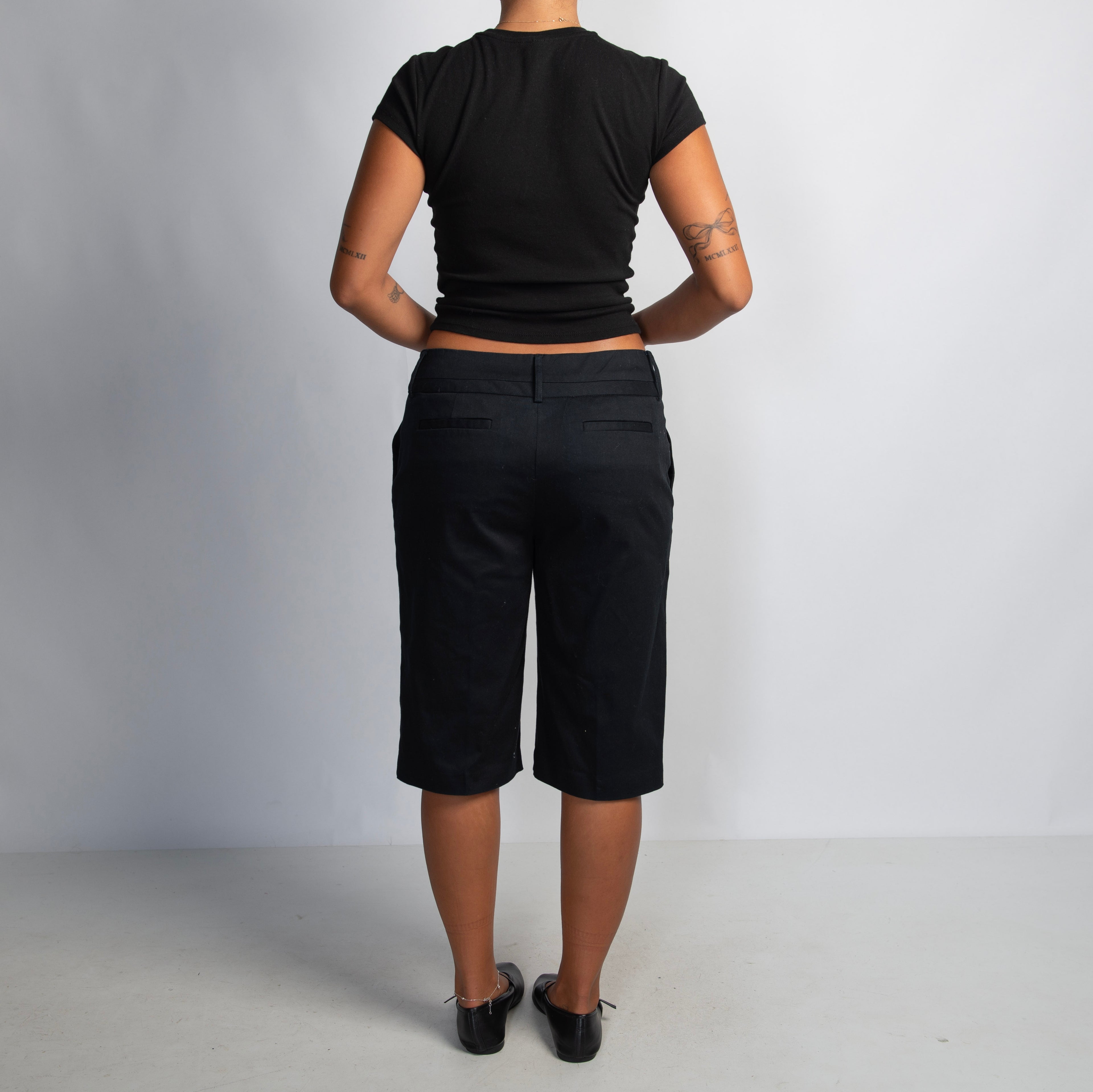 BLACK COTTON DRILL SHORTS
