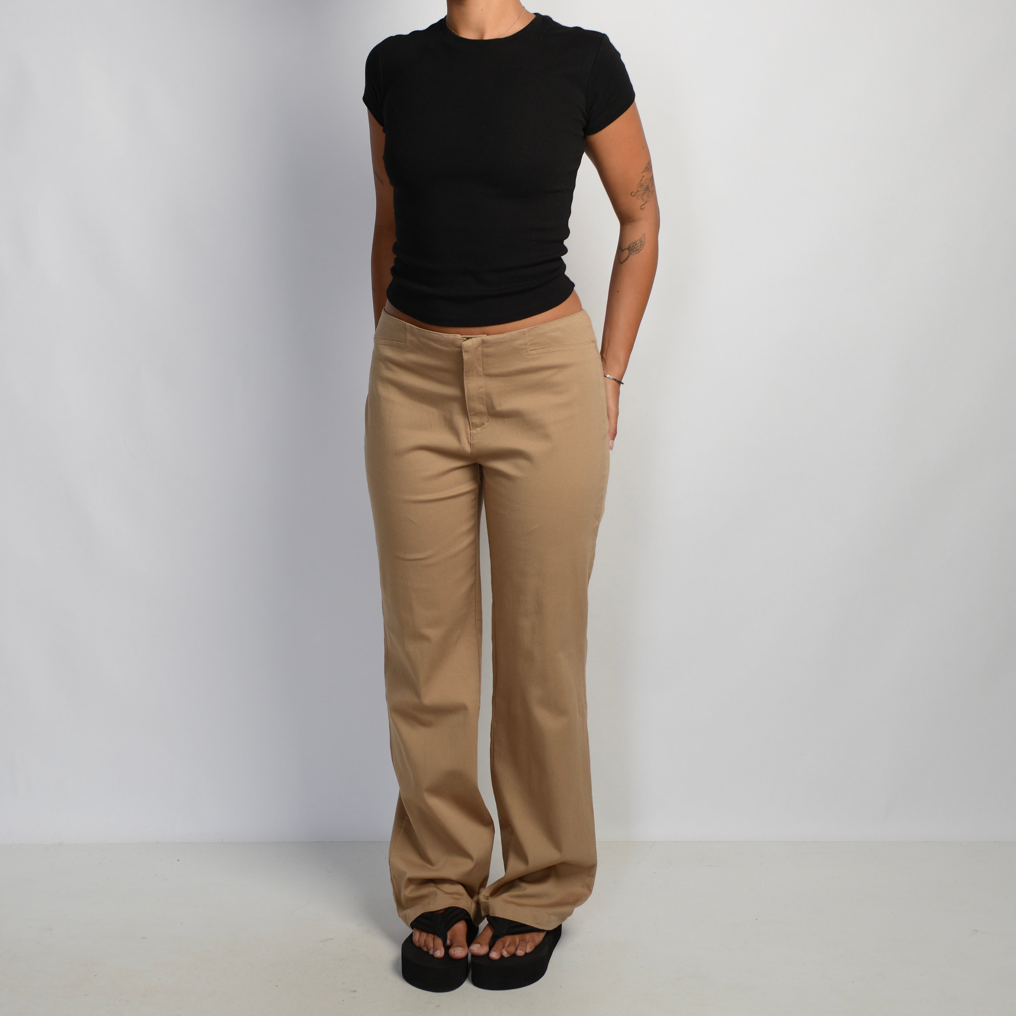 TAN BOOTCUT TROUSERS