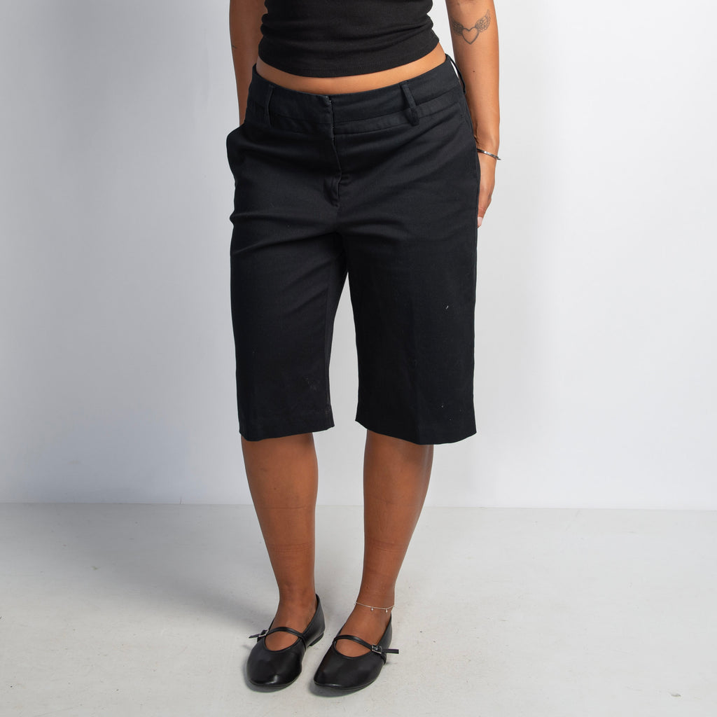BLACK COTTON DRILL SHORTS