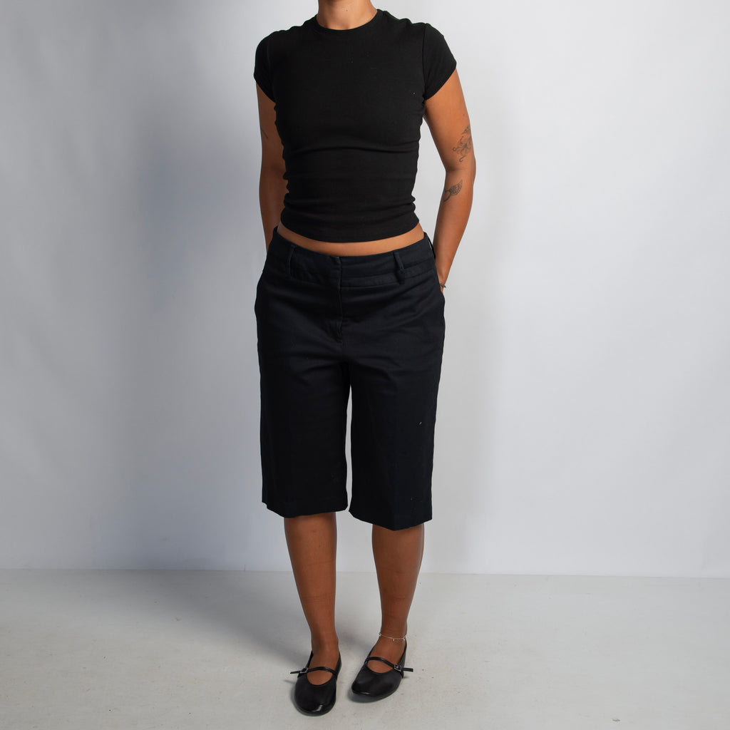 BLACK COTTON DRILL SHORTS