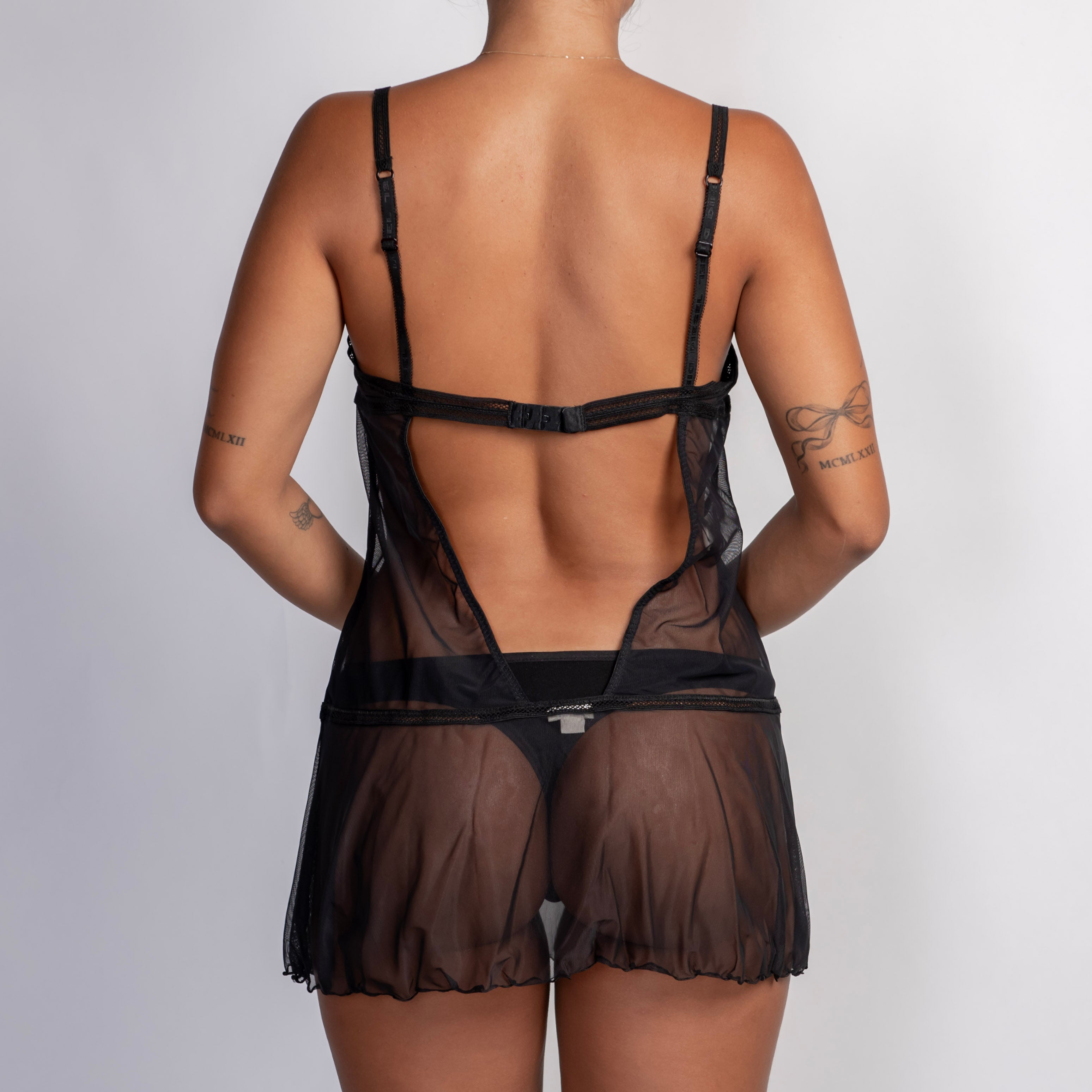 BLACK MESH CHEMISE