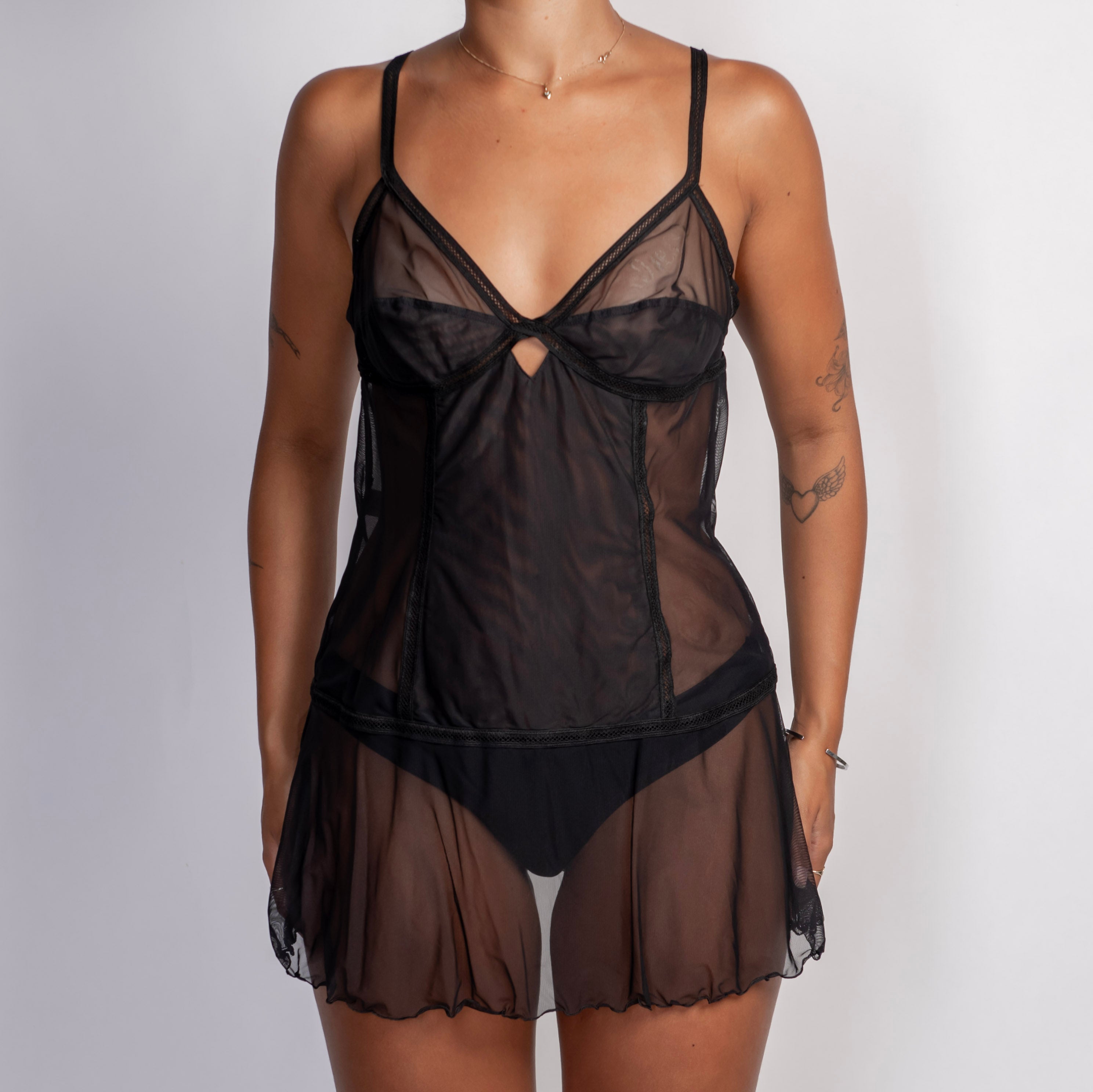 BLACK MESH CHEMISE