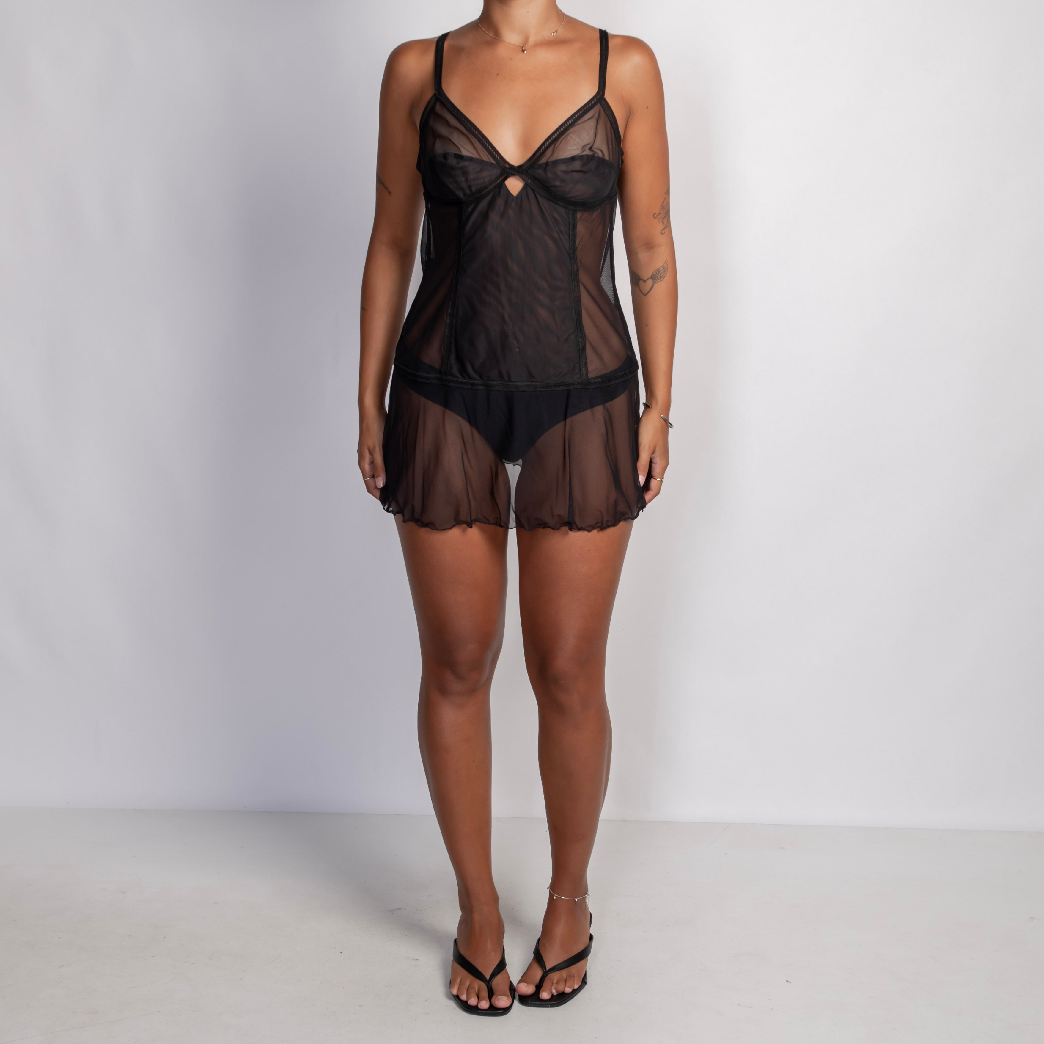 BLACK MESH CHEMISE