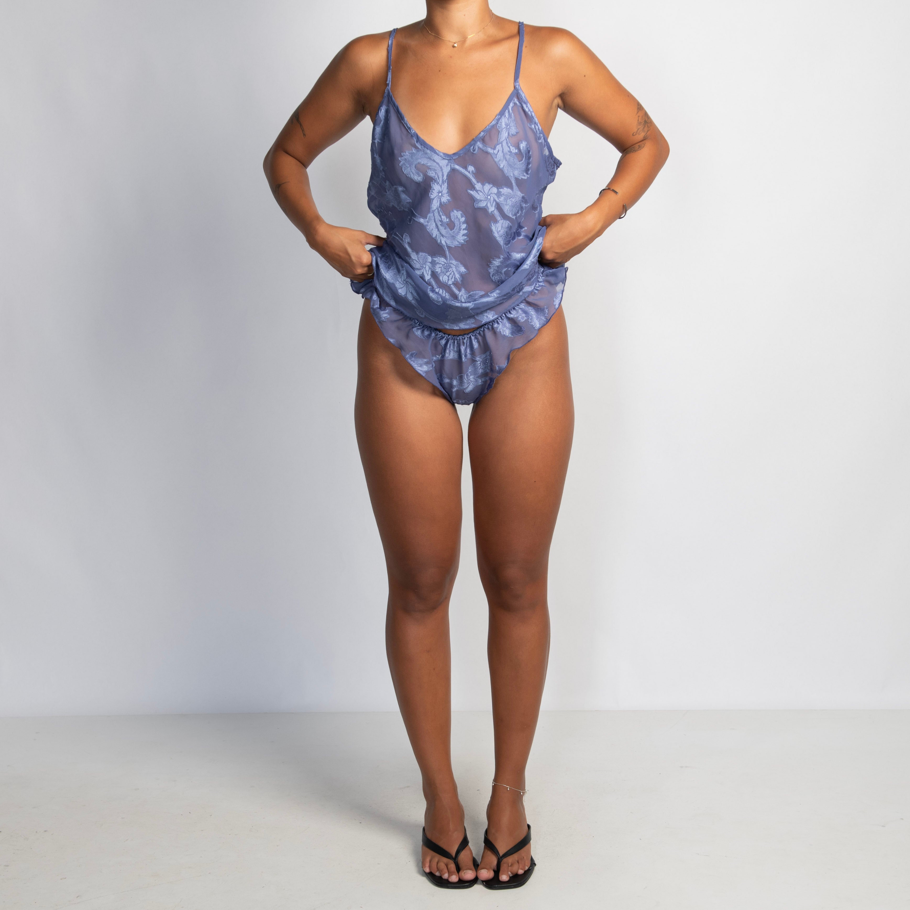 SHEER PURPLE CAMISOLE SET