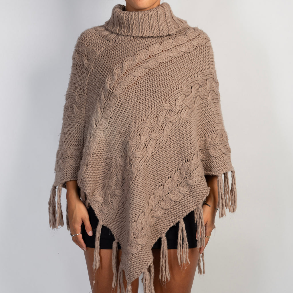 CABLE KNIT PONCHO