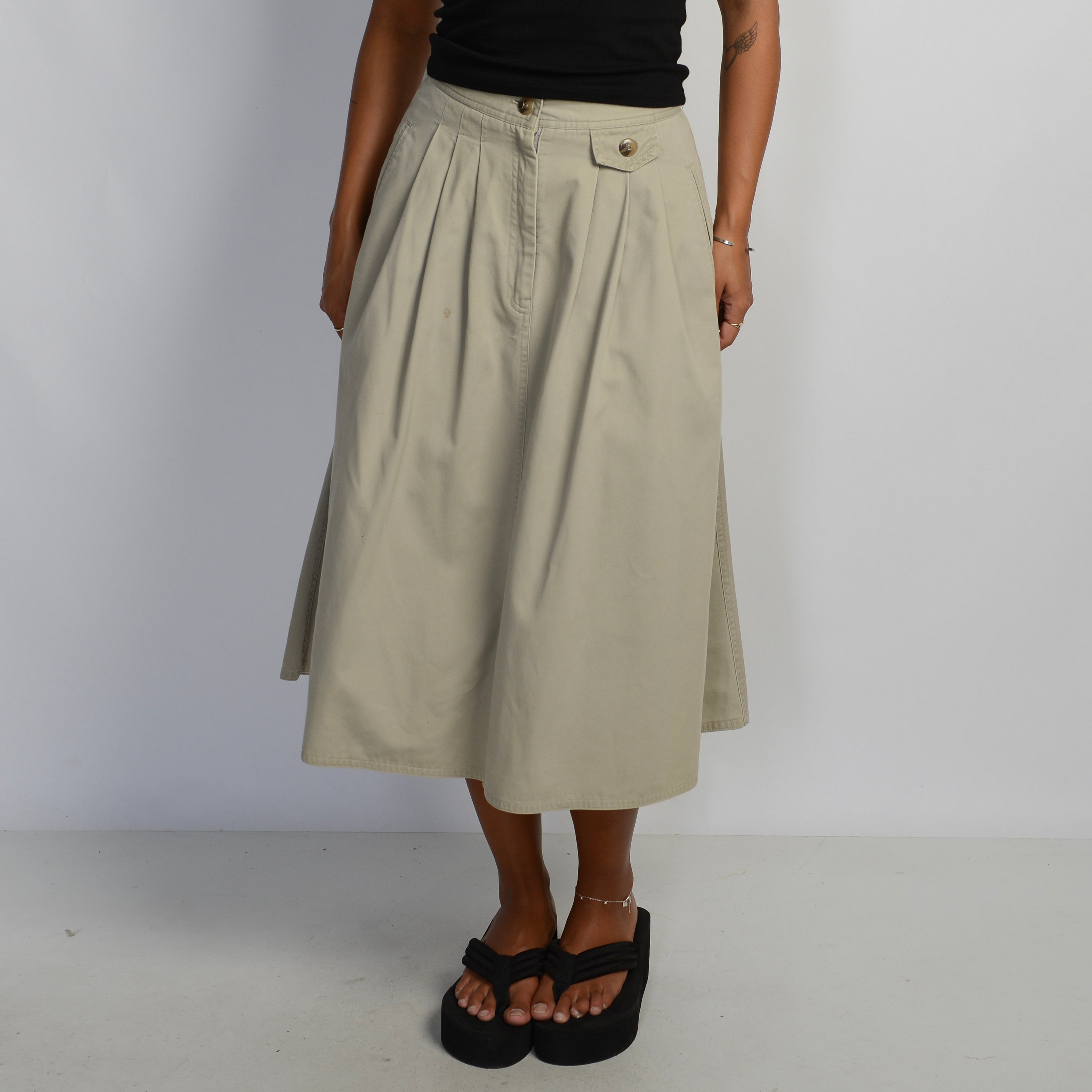 BEIGE COTTON DRILL SKIRT