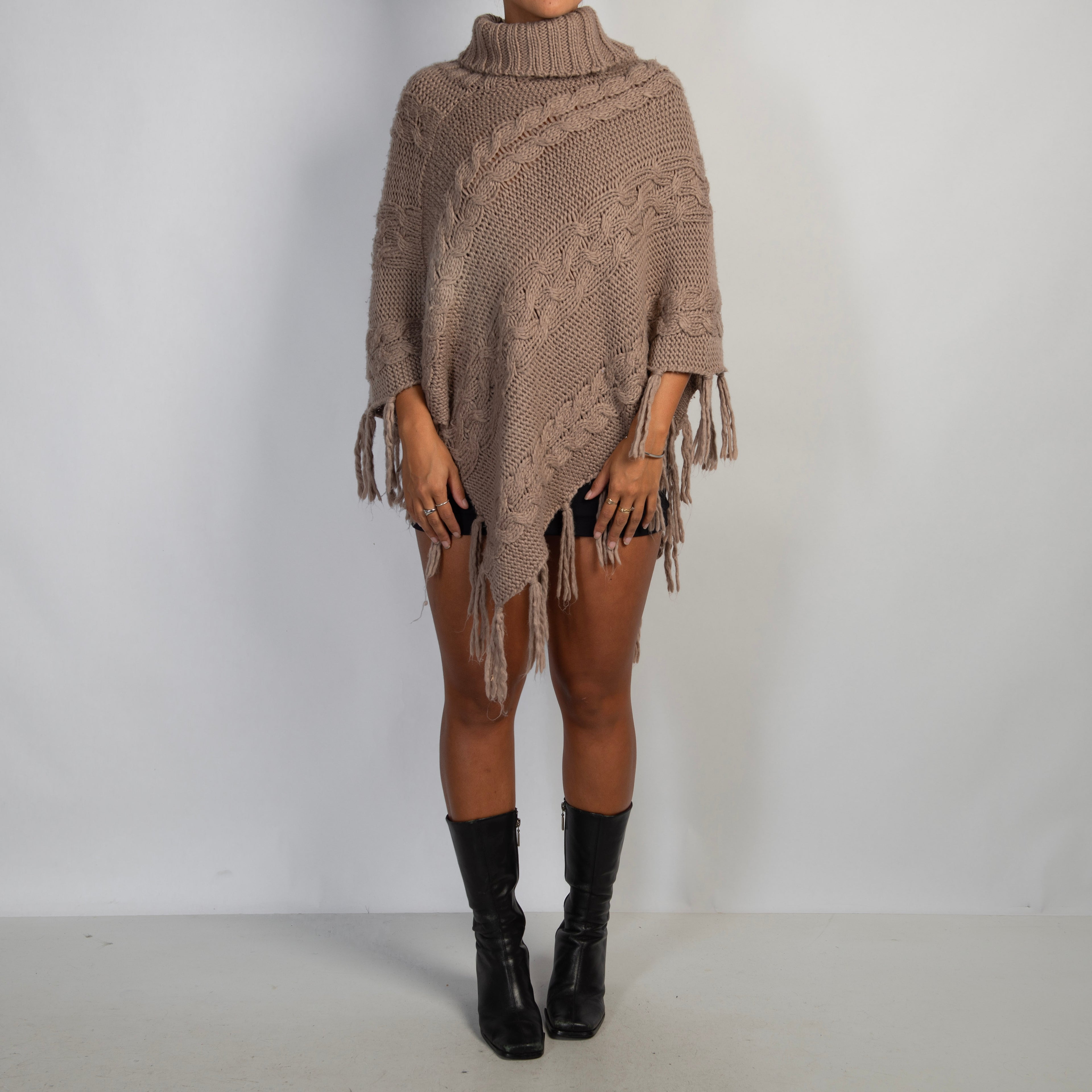 CABLE KNIT PONCHO