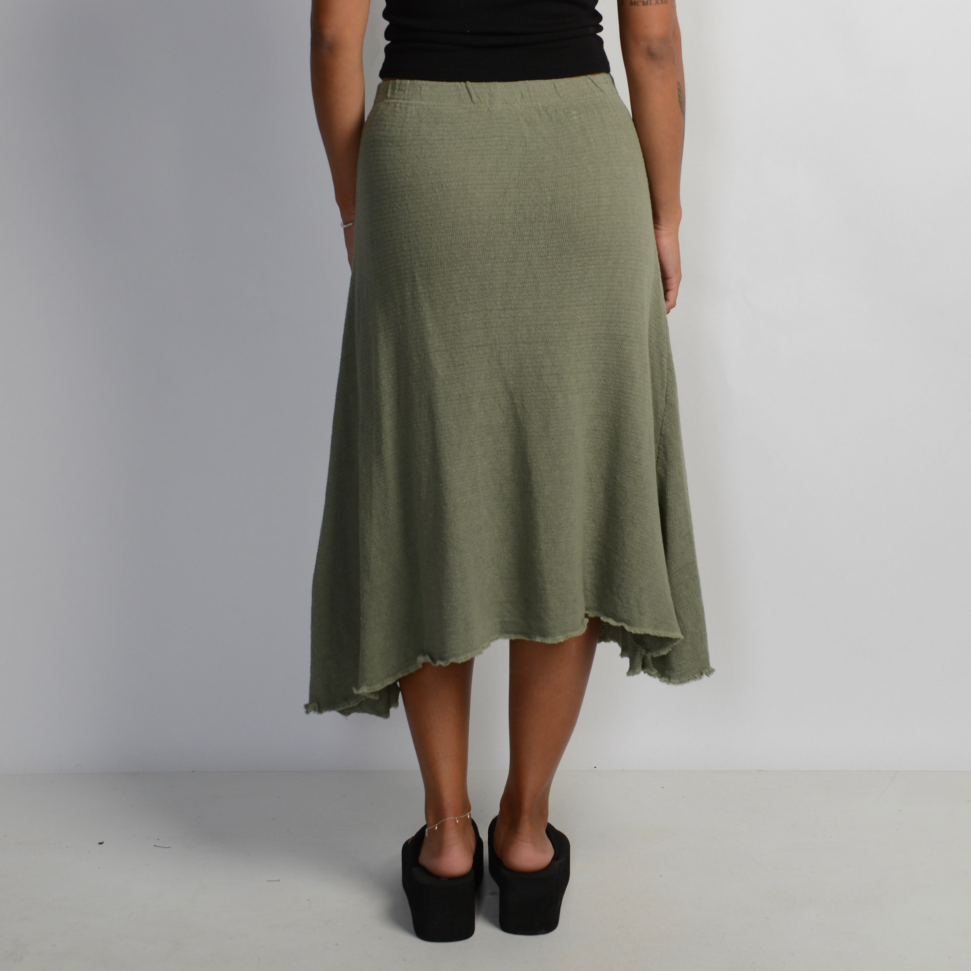 GREEN COTTON KNIT SKIRT