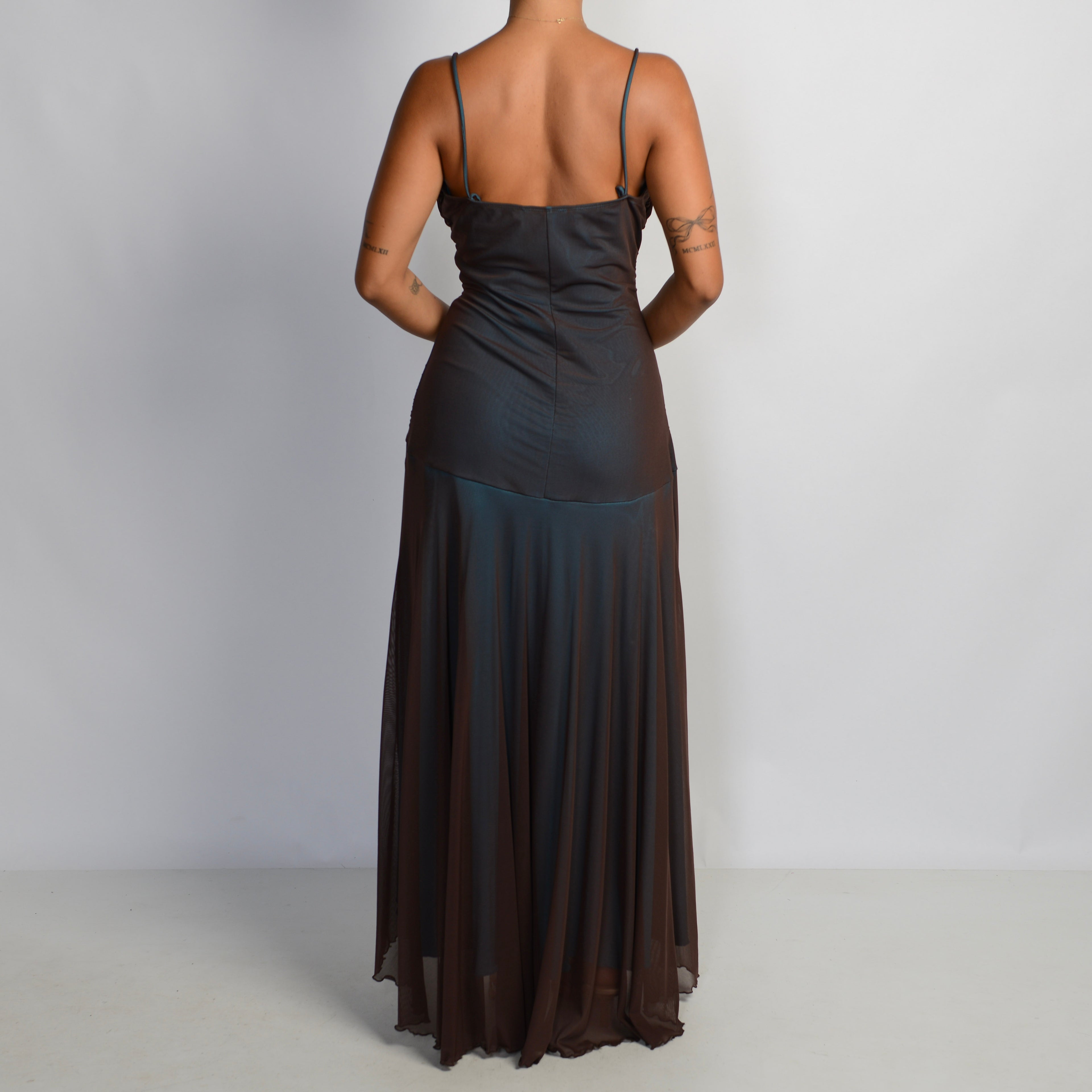 BROWN MESH GOWN