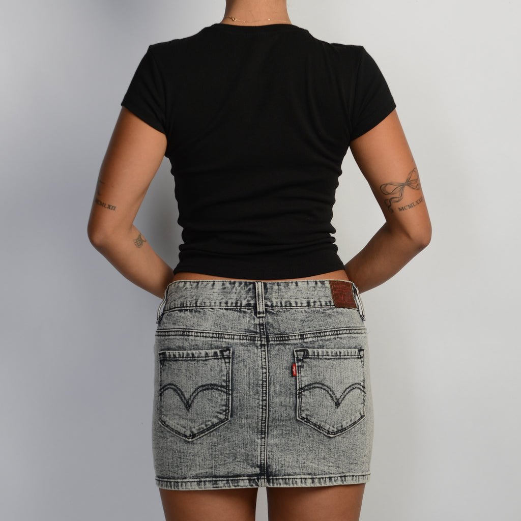 GREY DENIM MINI SKIRT