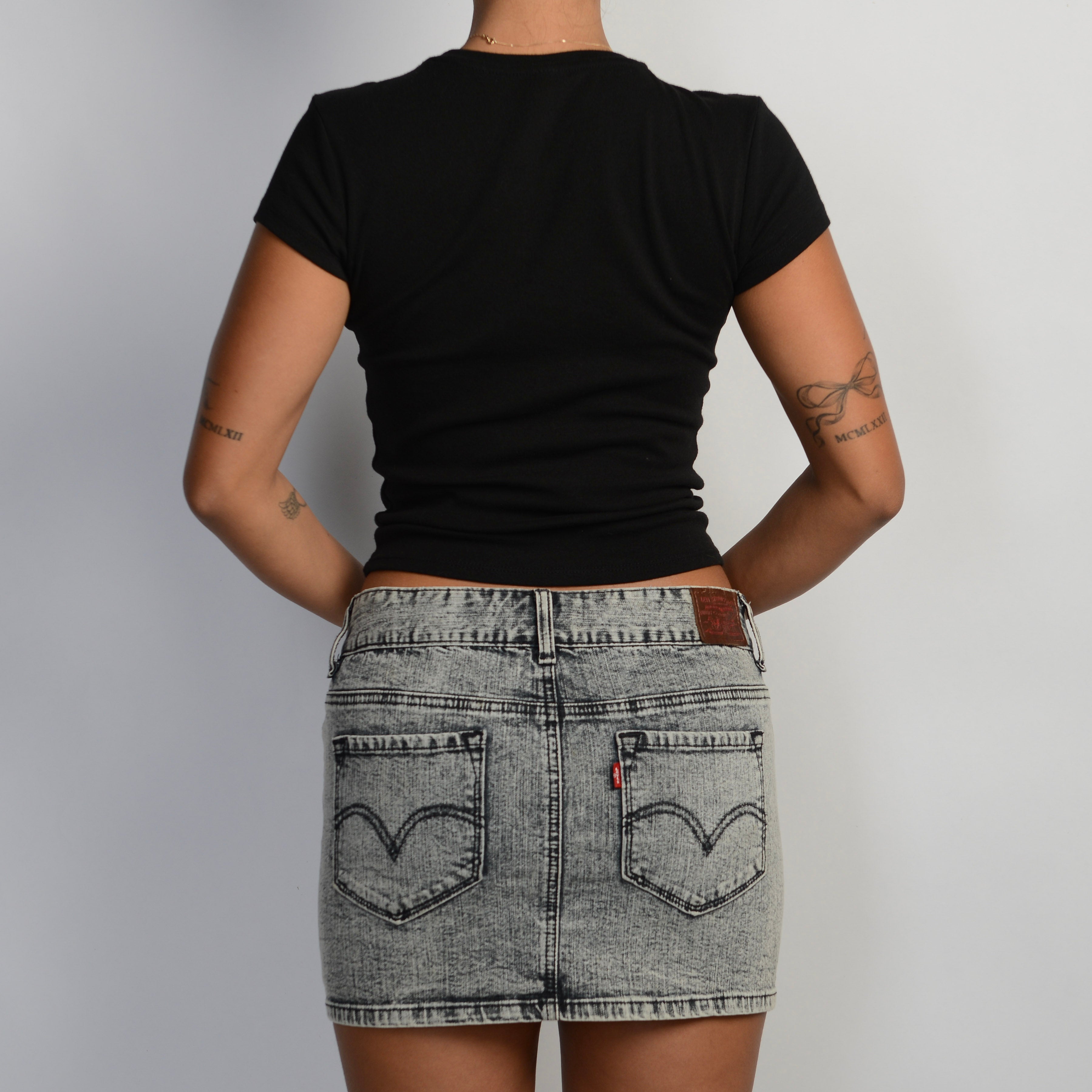 GREY DENIM MINI SKIRT