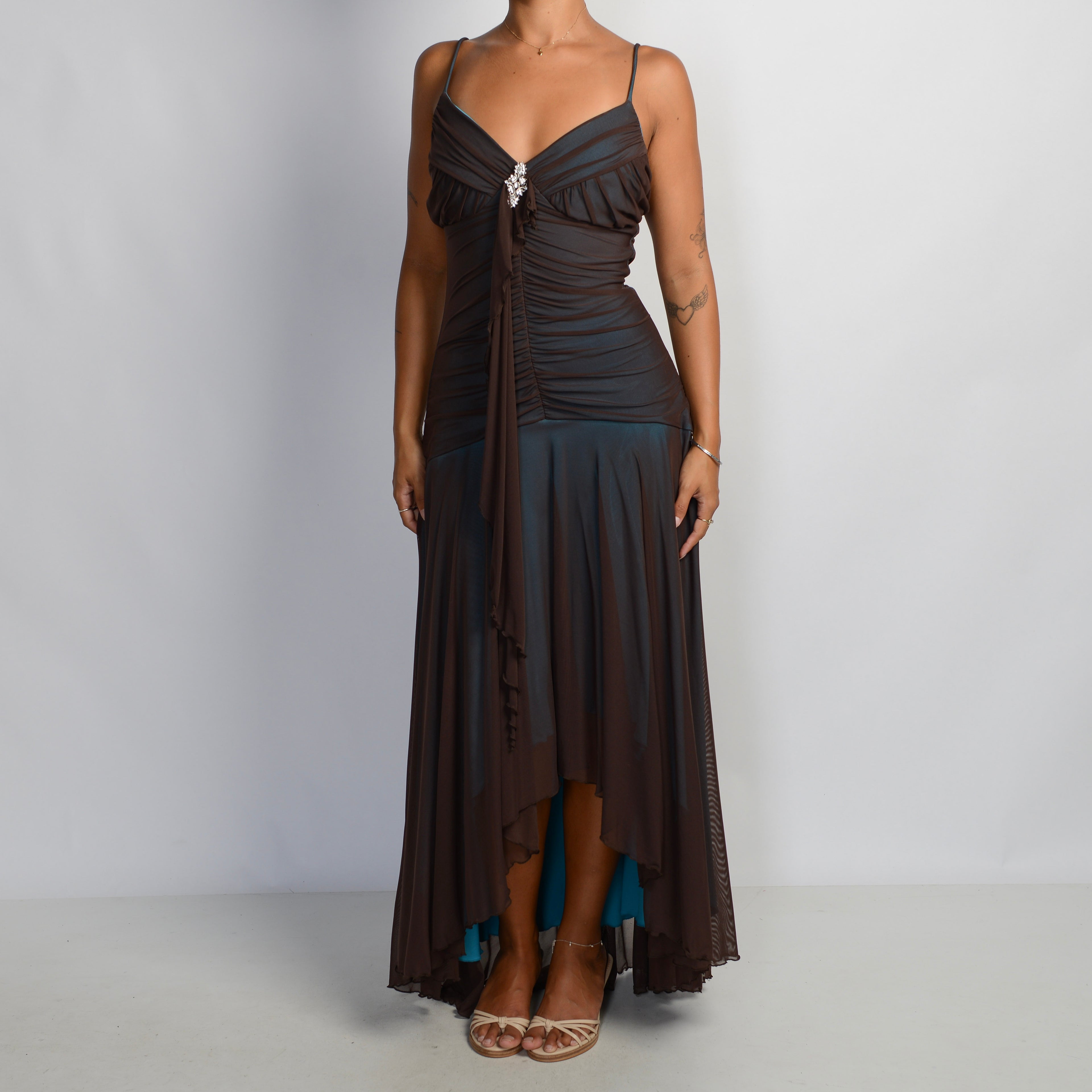 BROWN MESH GOWN