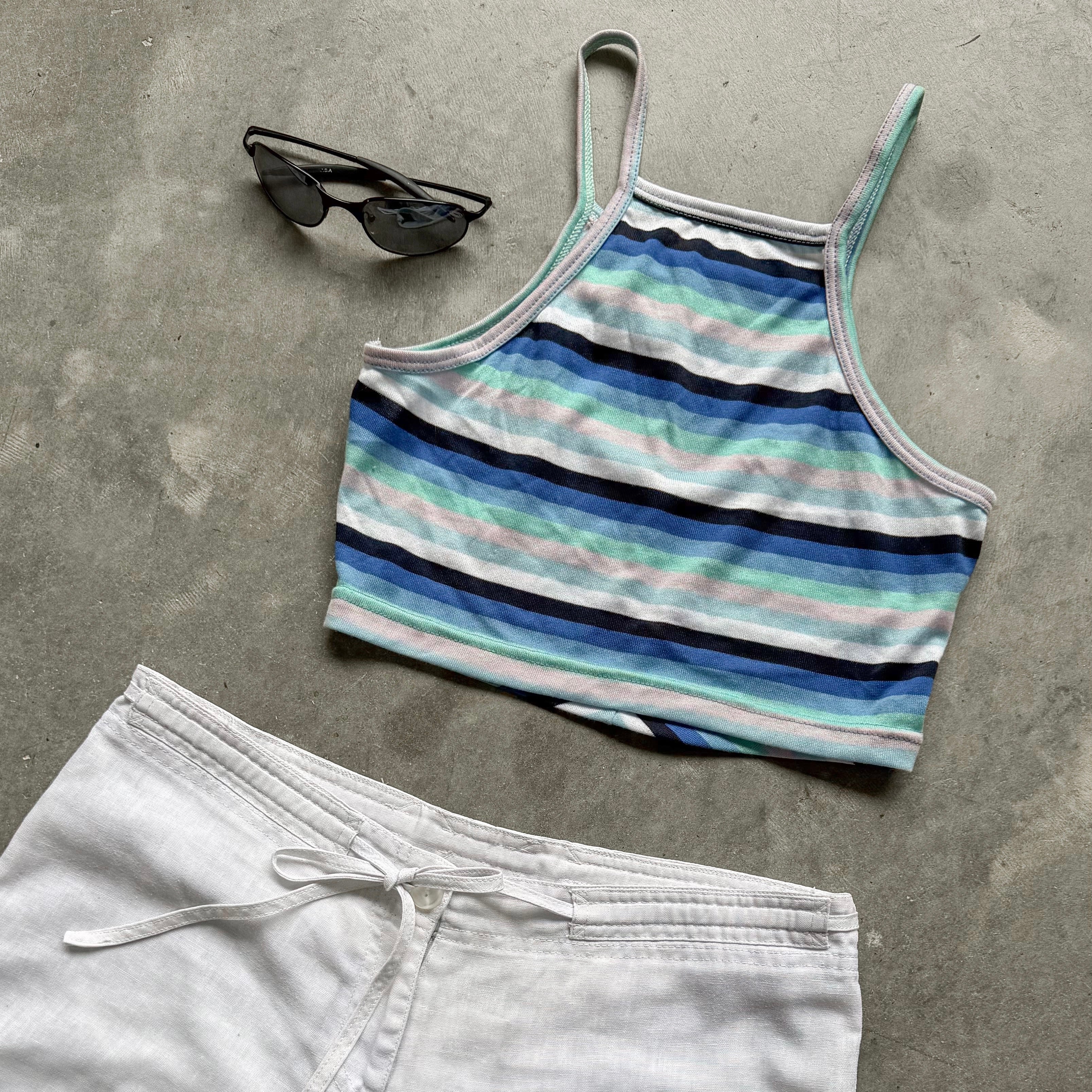 BLUE STRIPE CROP TOP