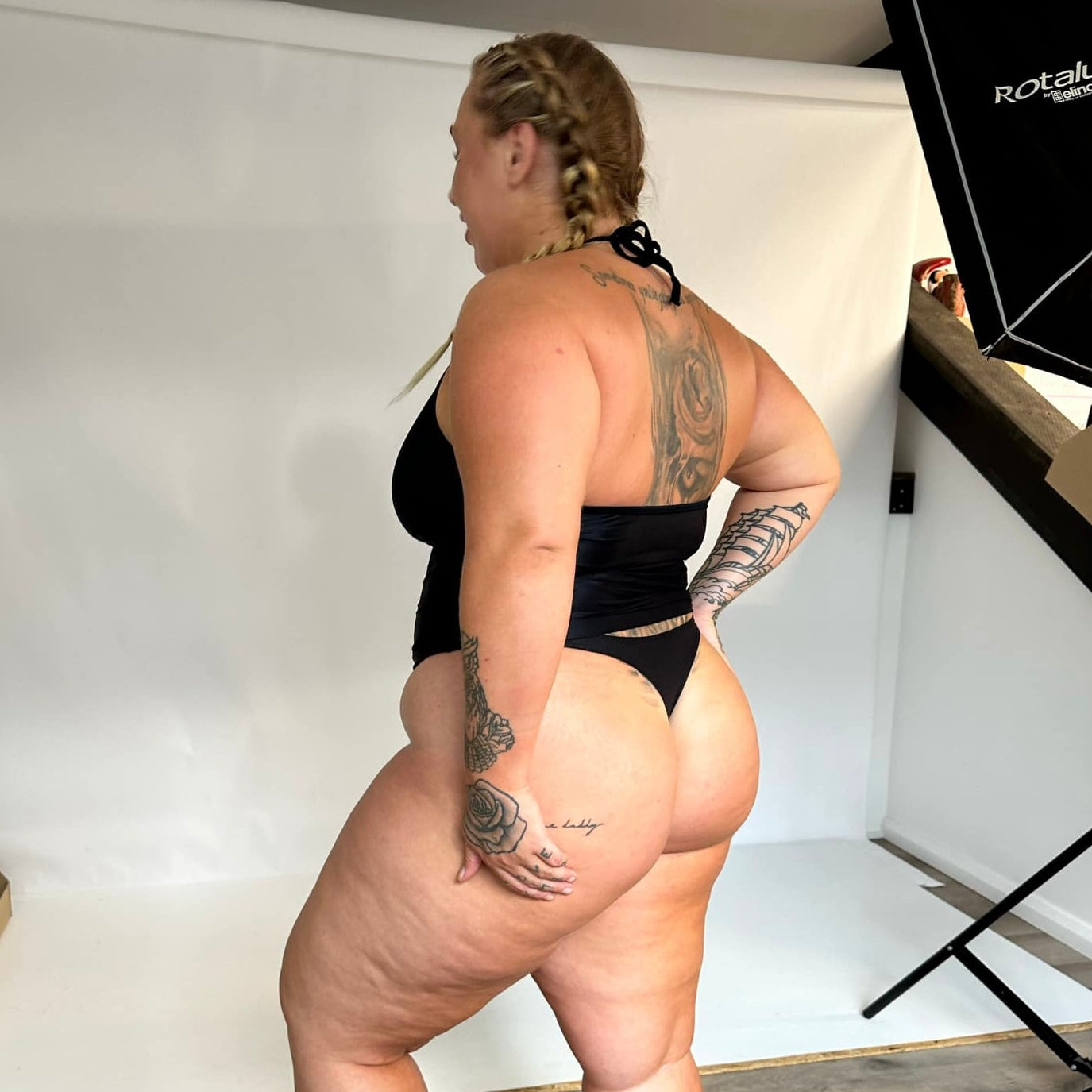 BLACK HALTER TANKINI TOP