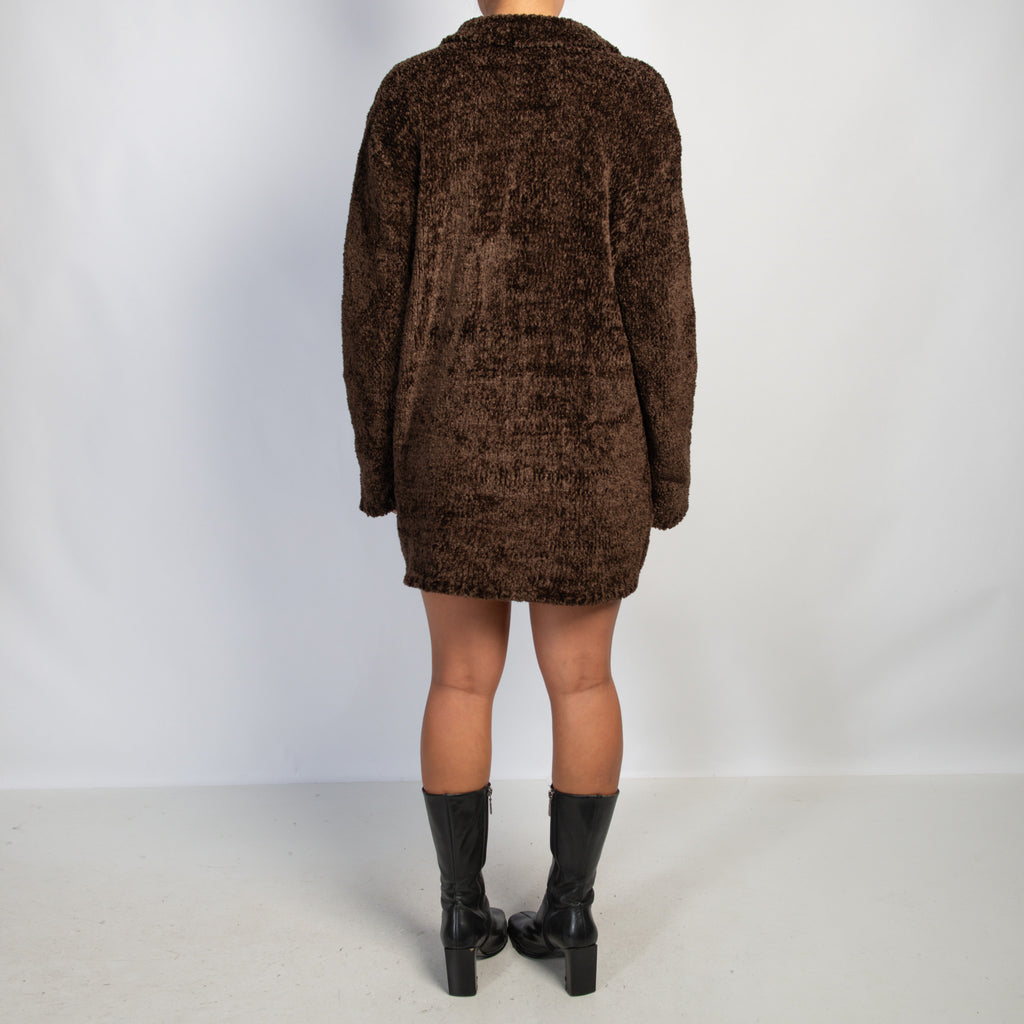 BROWN CHENILLE KNIT SWEATER