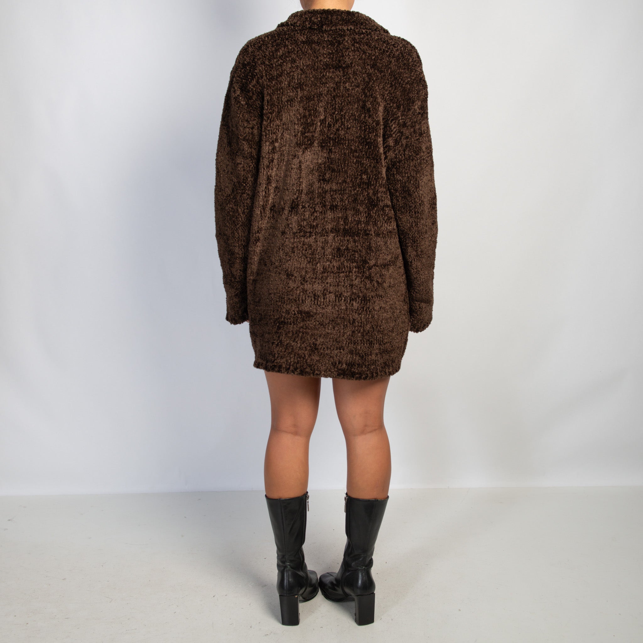 BROWN CHENILLE KNIT SWEATER