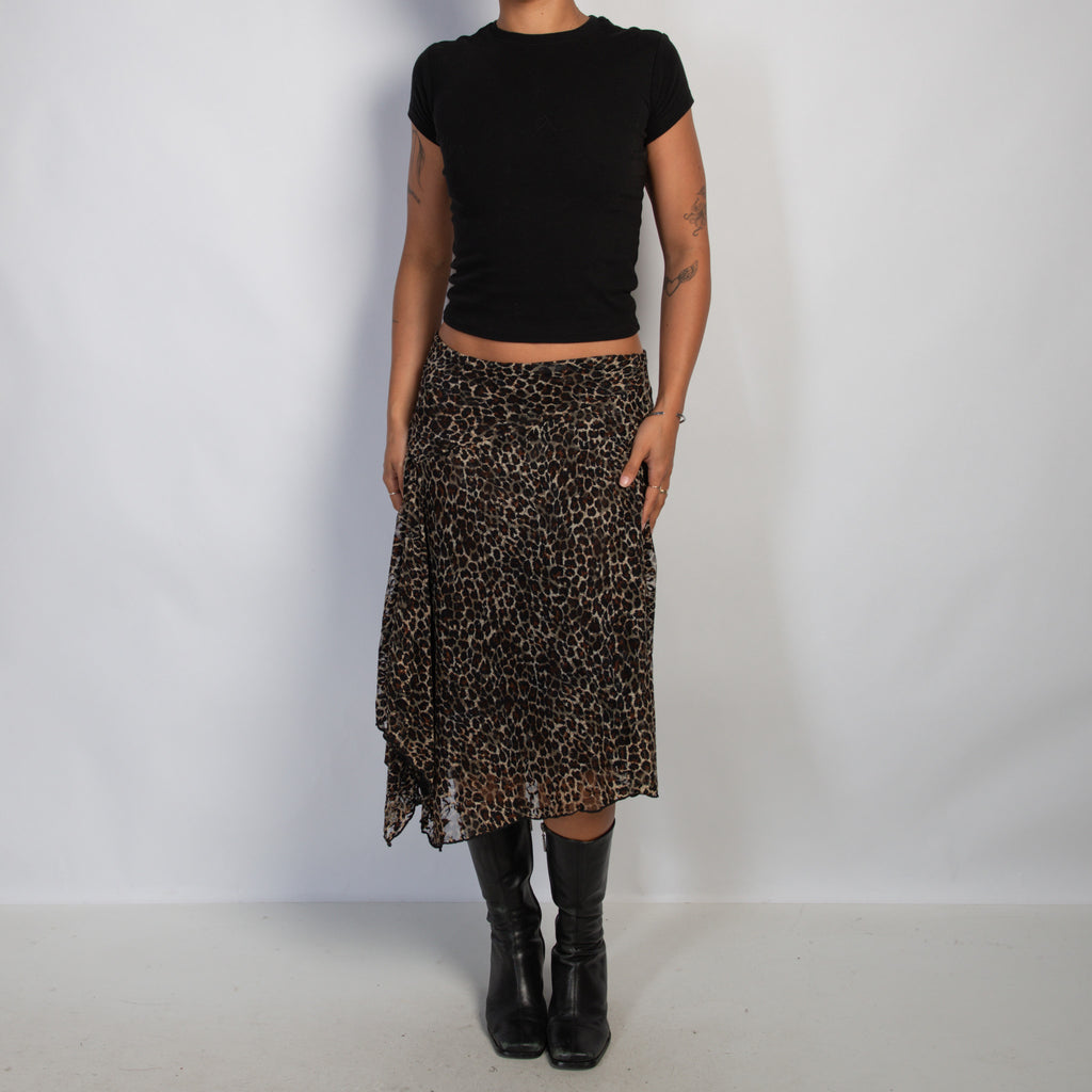 ANIMAL PRINT MIDI SKIRT