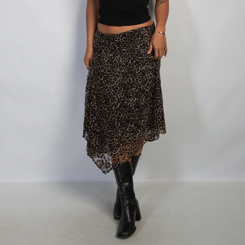 ANIMAL PRINT MIDI SKIRT