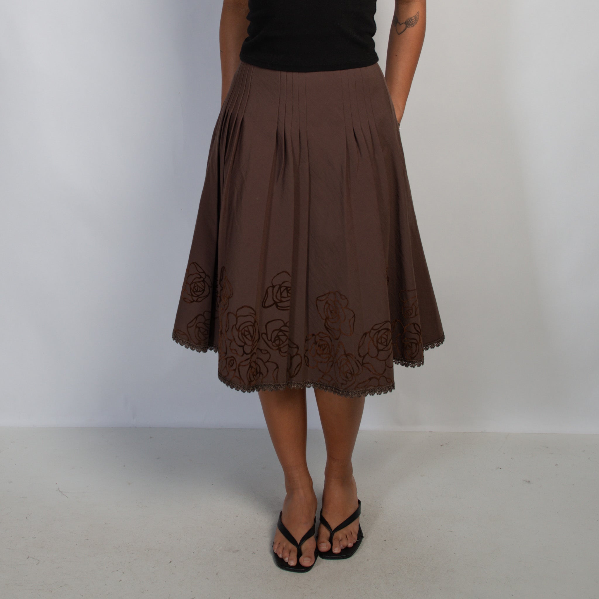 BROWN MIDI SKIRT