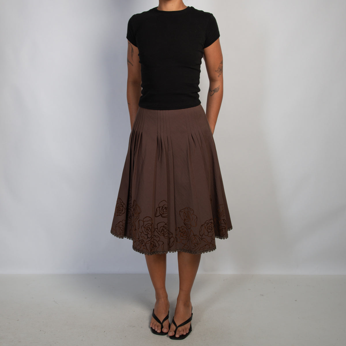 BROWN MIDI SKIRT