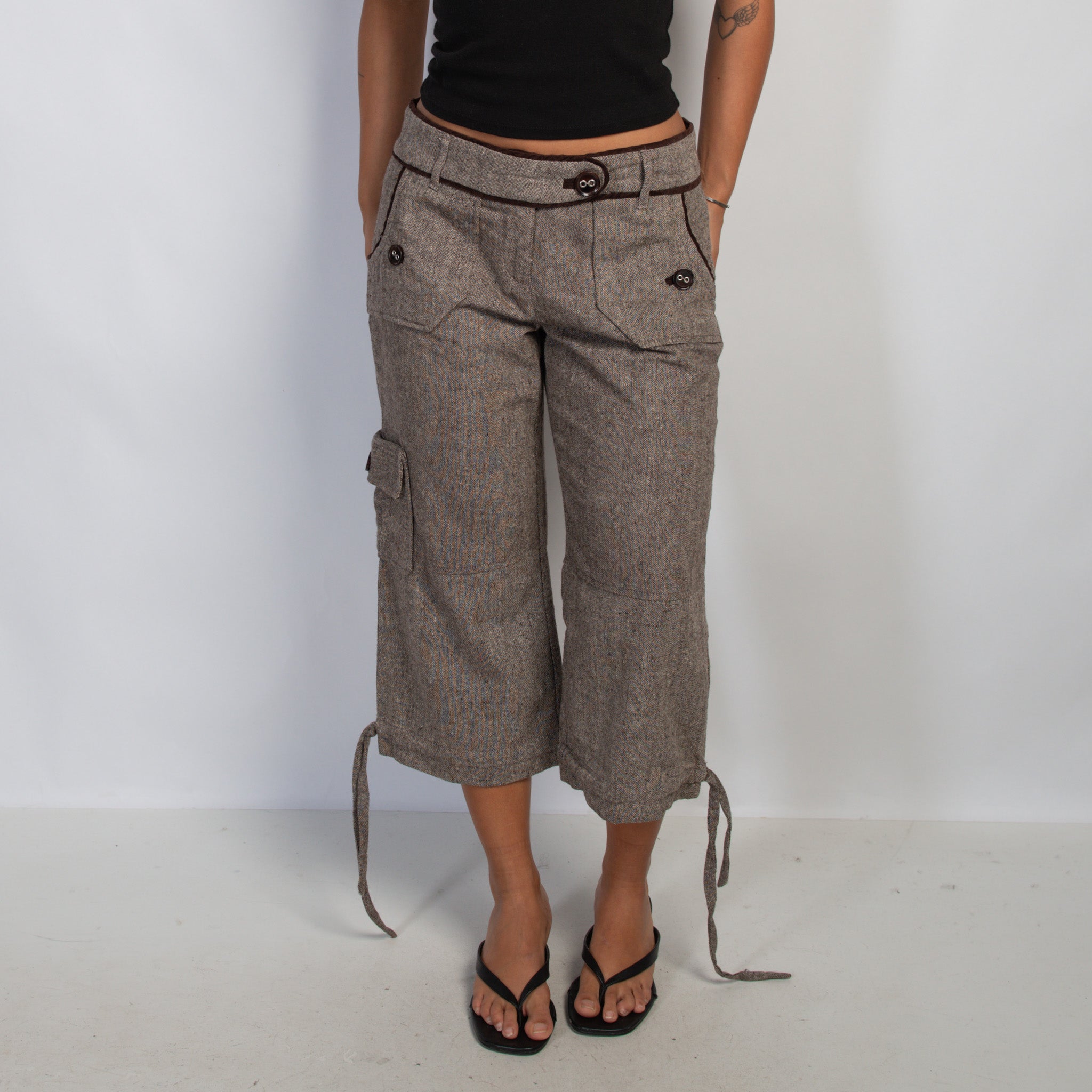 WOOL CAPRI CARGO PANTS
