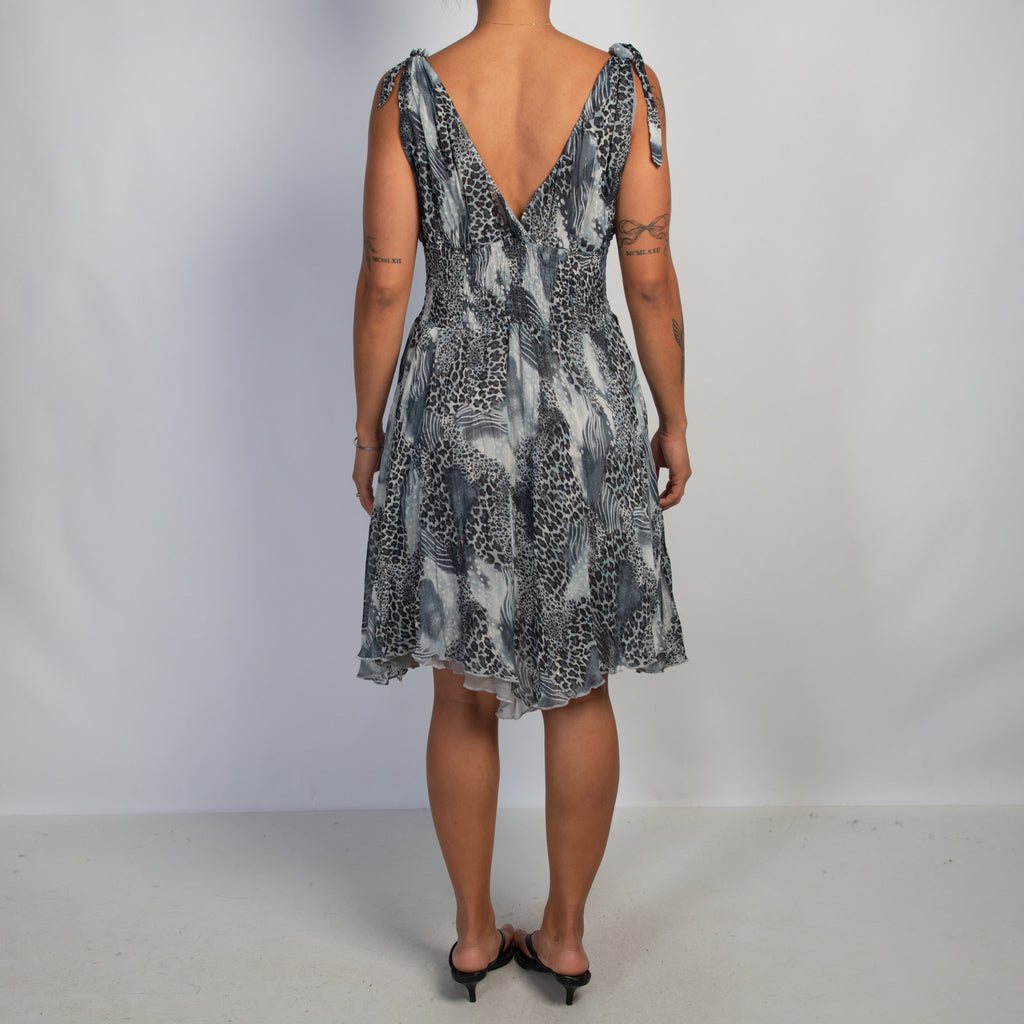 GREY ANIMAL PRINT DRESS