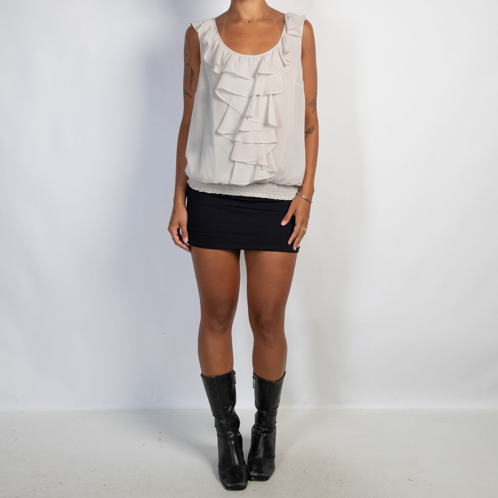 GREY RUFFLE BLOUSE
