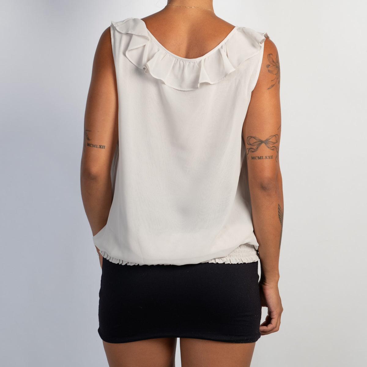 GREY RUFFLE BLOUSE