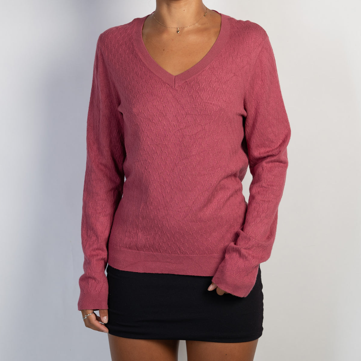 PINK TEXTURED KNIT TOP