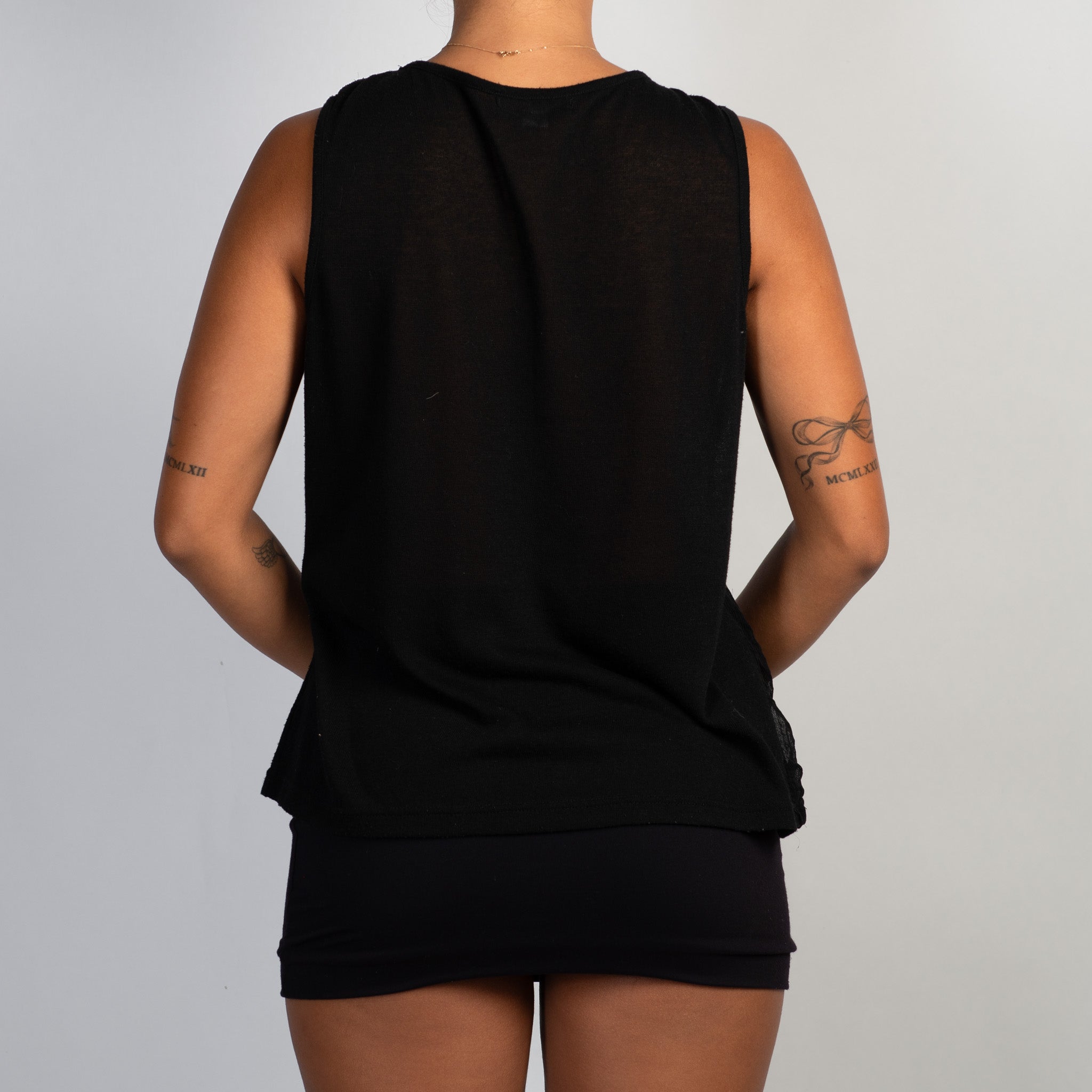 BLACK EMBROIDERED TANK TOP
