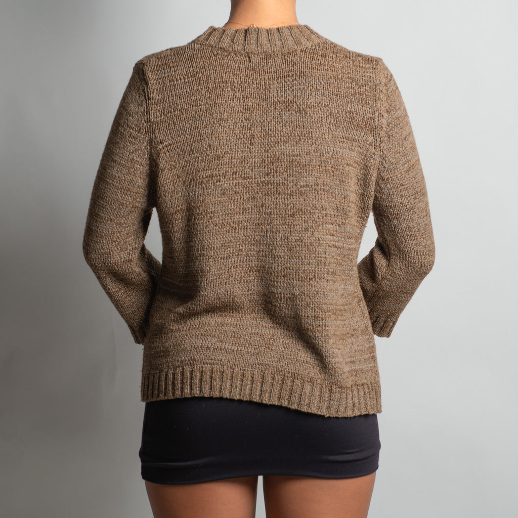BROWN MARLE KNIT CARDIGAN