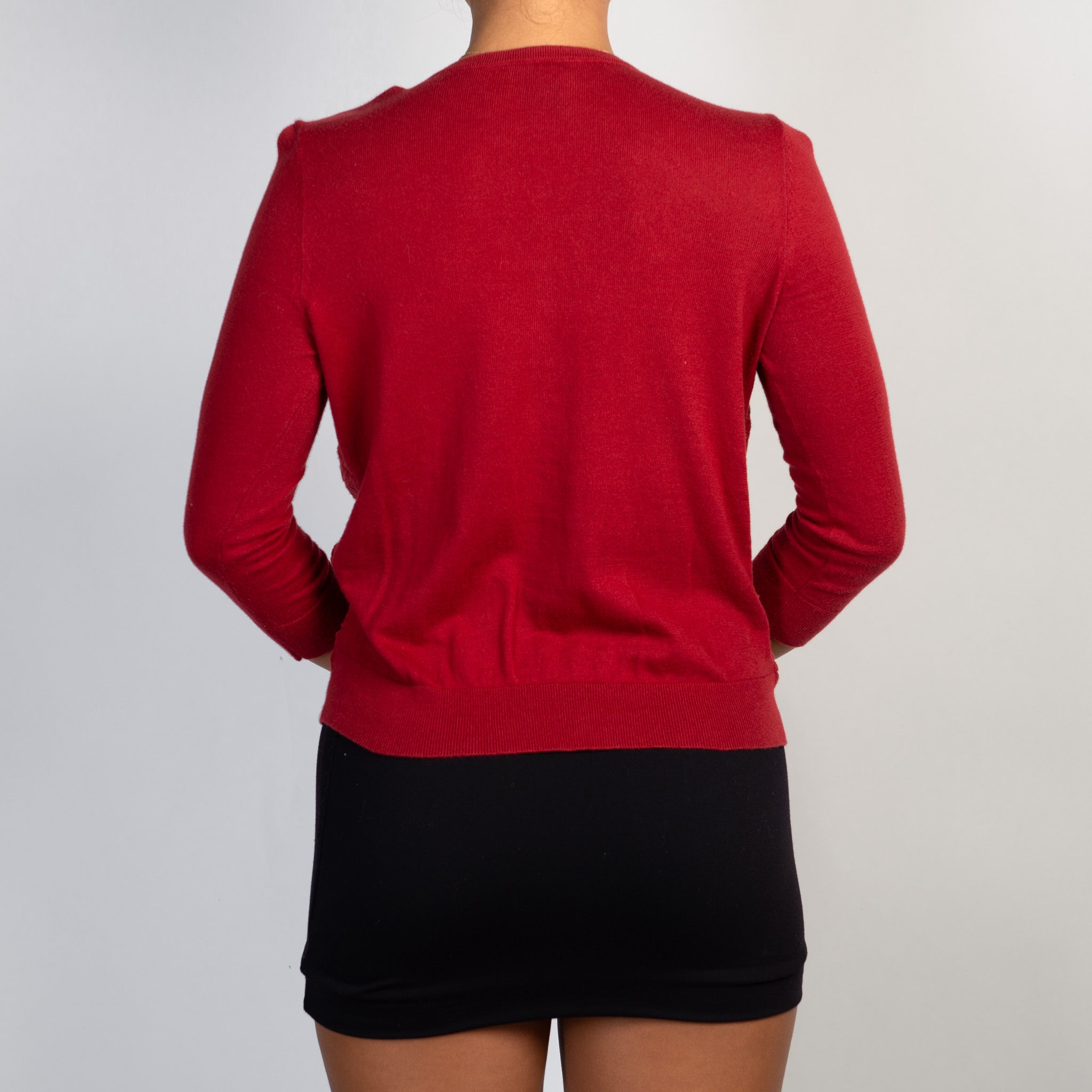 RED TEXTURE CARDIGAN