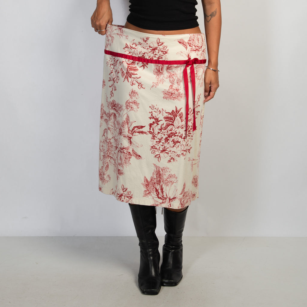 CREAM FLORAL MIDI SKIRT