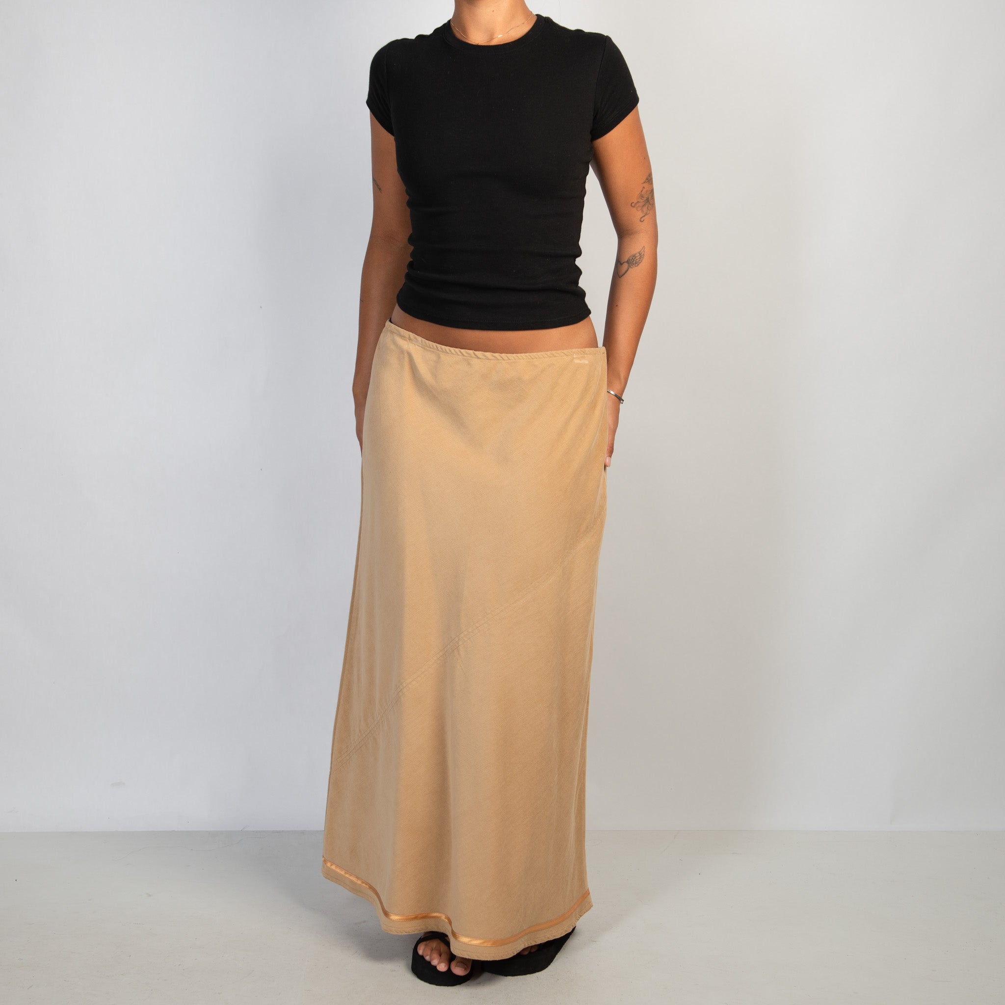 TAN MICRO CORDUROY SKIRT