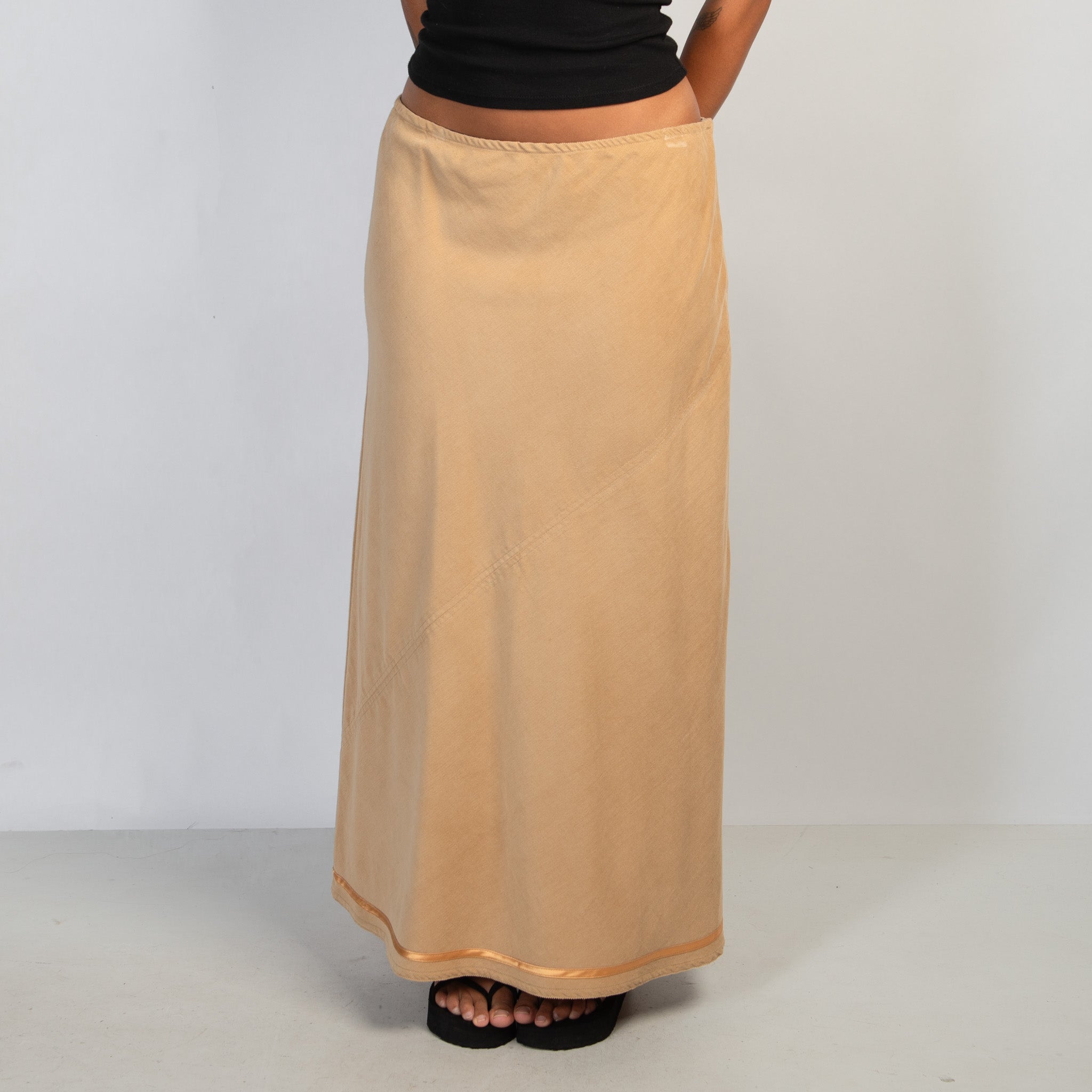 TAN MICRO CORDUROY SKIRT